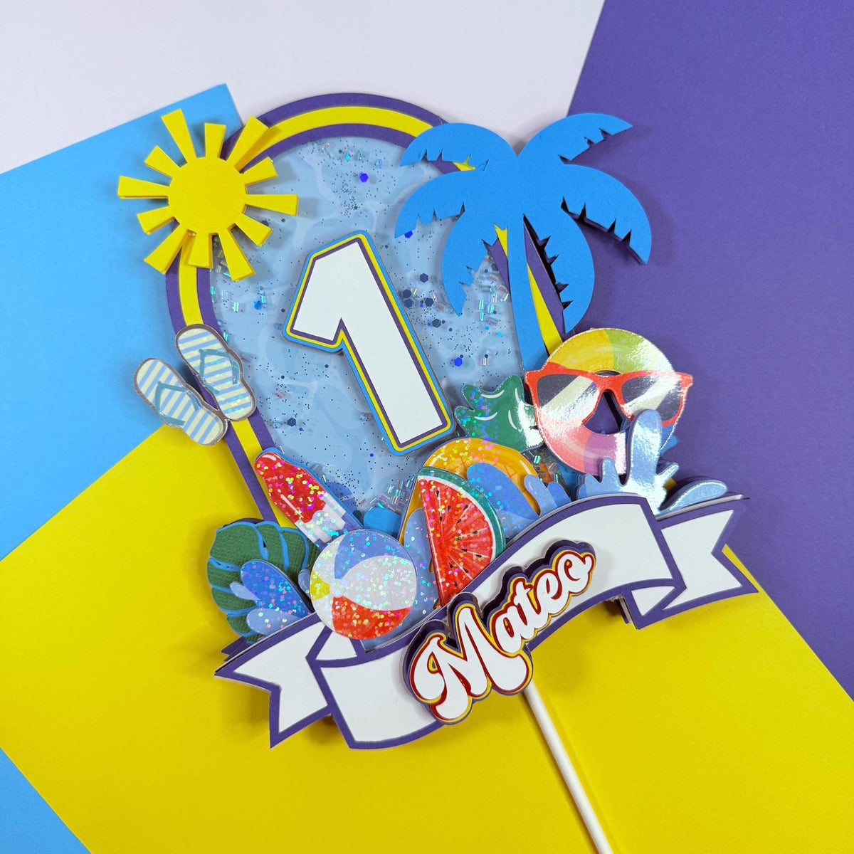 Pool Party Cake Topper: Ice Cream Splash, Summer First Birthday