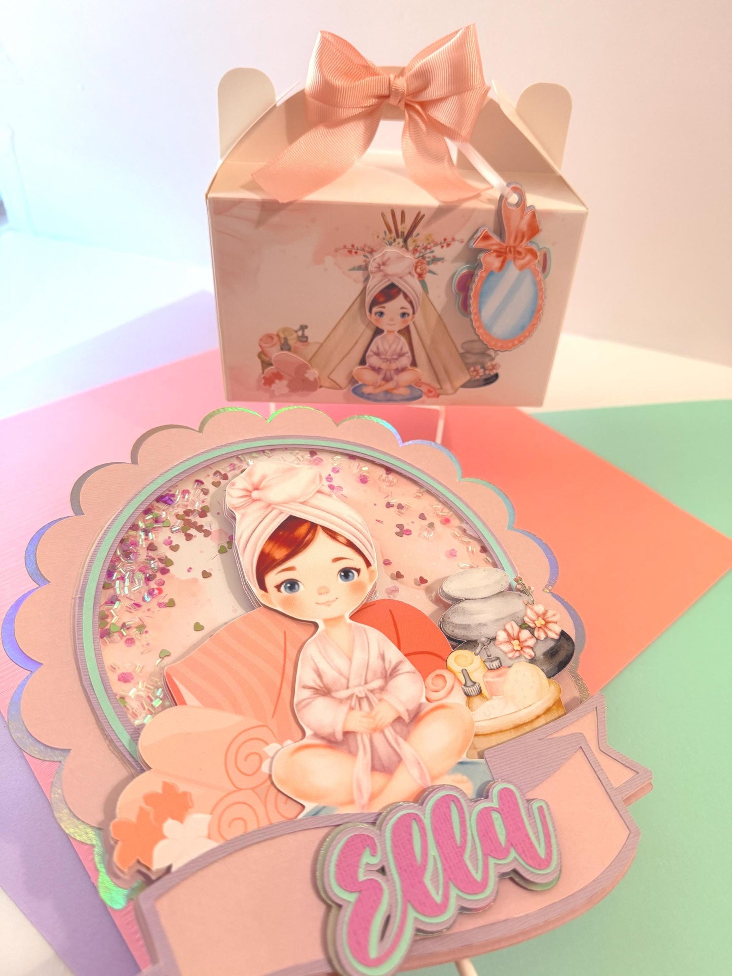Spa Birthday Cake Topper, Girl Spa Party Cake Topper, Pamper Party Decor, Personalized Cake Topper, Spa Birthday Theme, Sleepover Party.