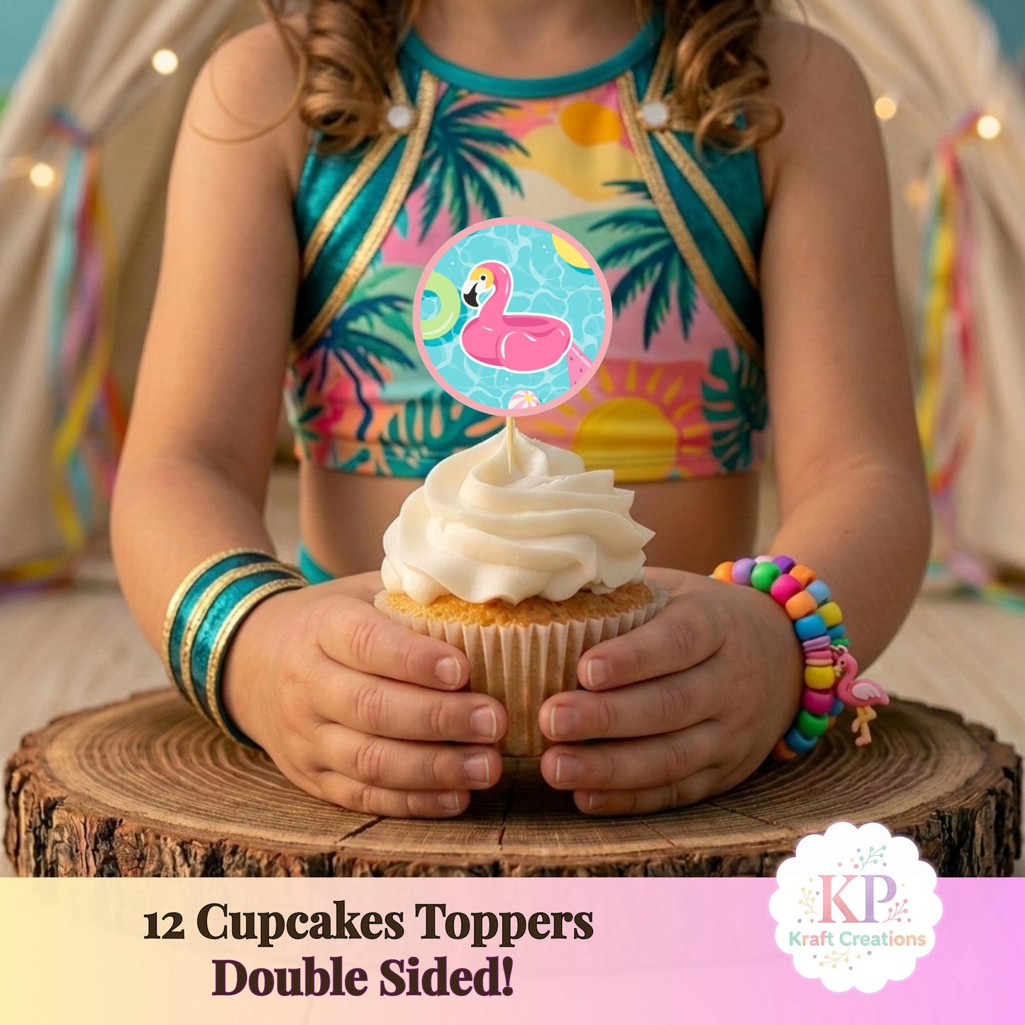 One in the Sun Cupcake Toppers First Birthday Party Decor, Summer Pool Party Cupcake Picks, Flamingo Beach Theme Dessert Decorations