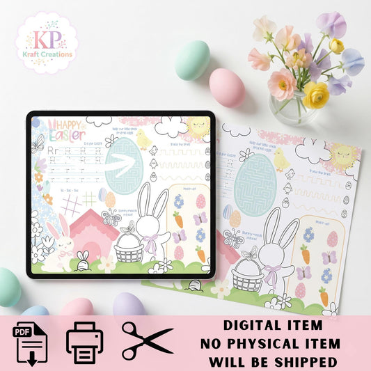 Easter Activity Sheet Printable, Kids Easter Coloring Page, Easter Games PDF, Preschool Easter Worksheet, Easter Instant Download Activity