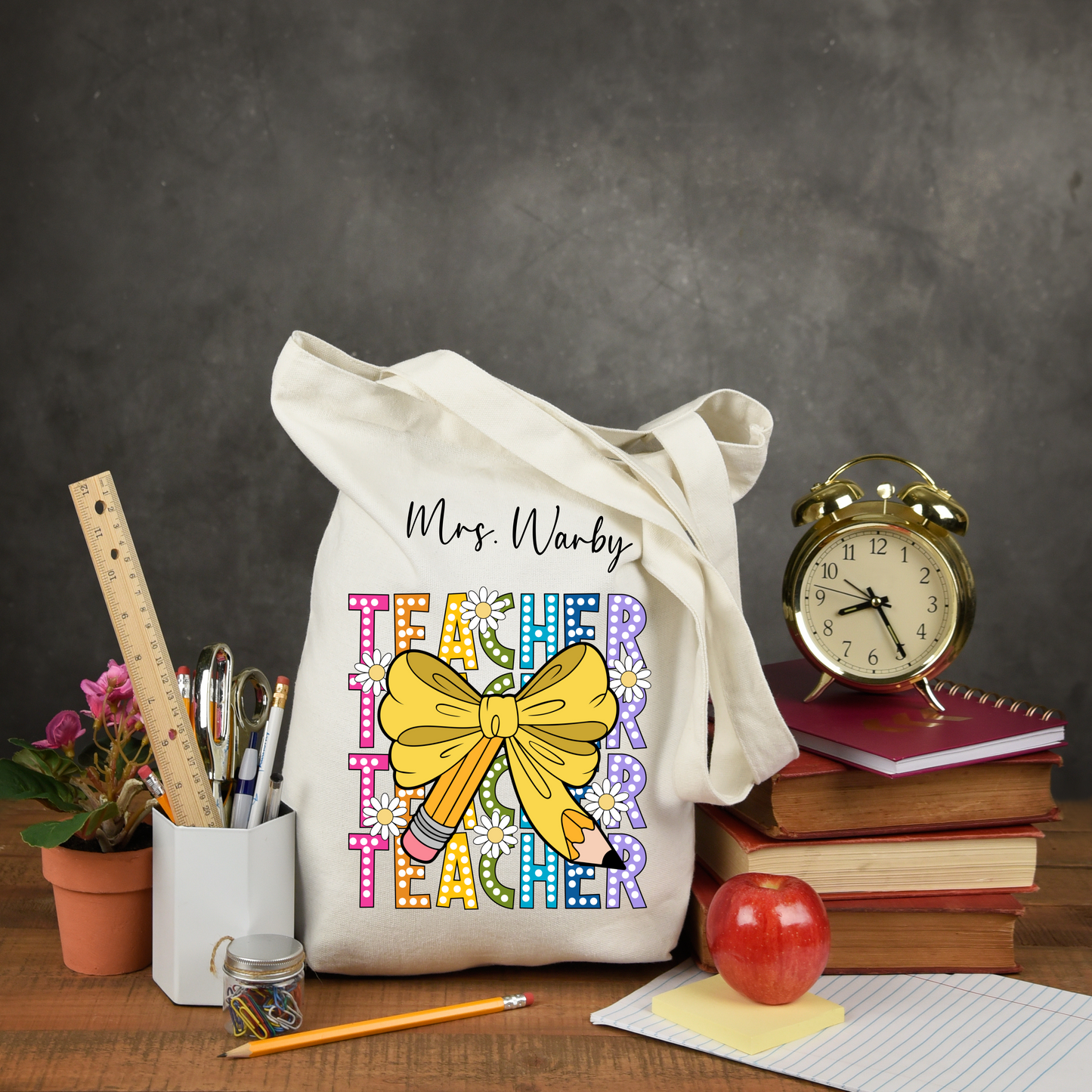 Custom Teachers Tote Bag, Customized Teacher Name Tote Bag, Teacher Appreciation Bag, Back to School Personalized Tote Bag