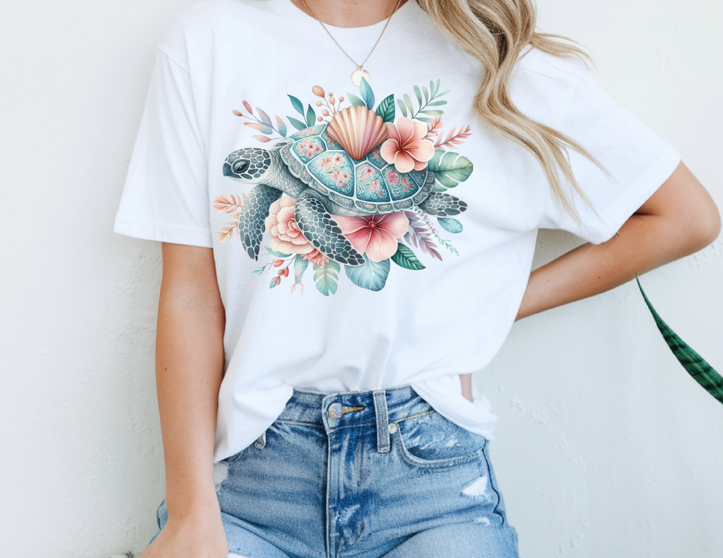 Boho Sea Turtle Shirt – Floral Turtle Graphic Tee | Coastal Ocean Nature T-Shirt for Women