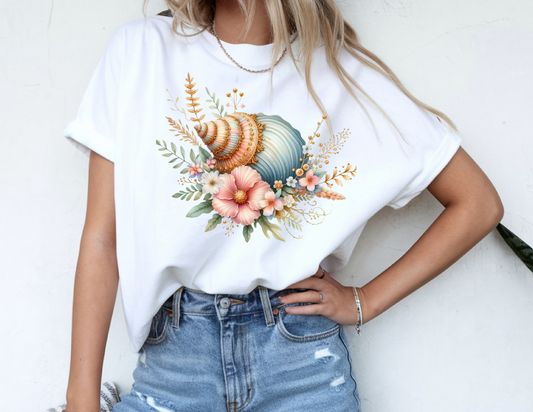 Boho Sea Turtle Shirt – Floral Turtle Graphic Tee | Coastal Ocean Nature T-Shirt for Women