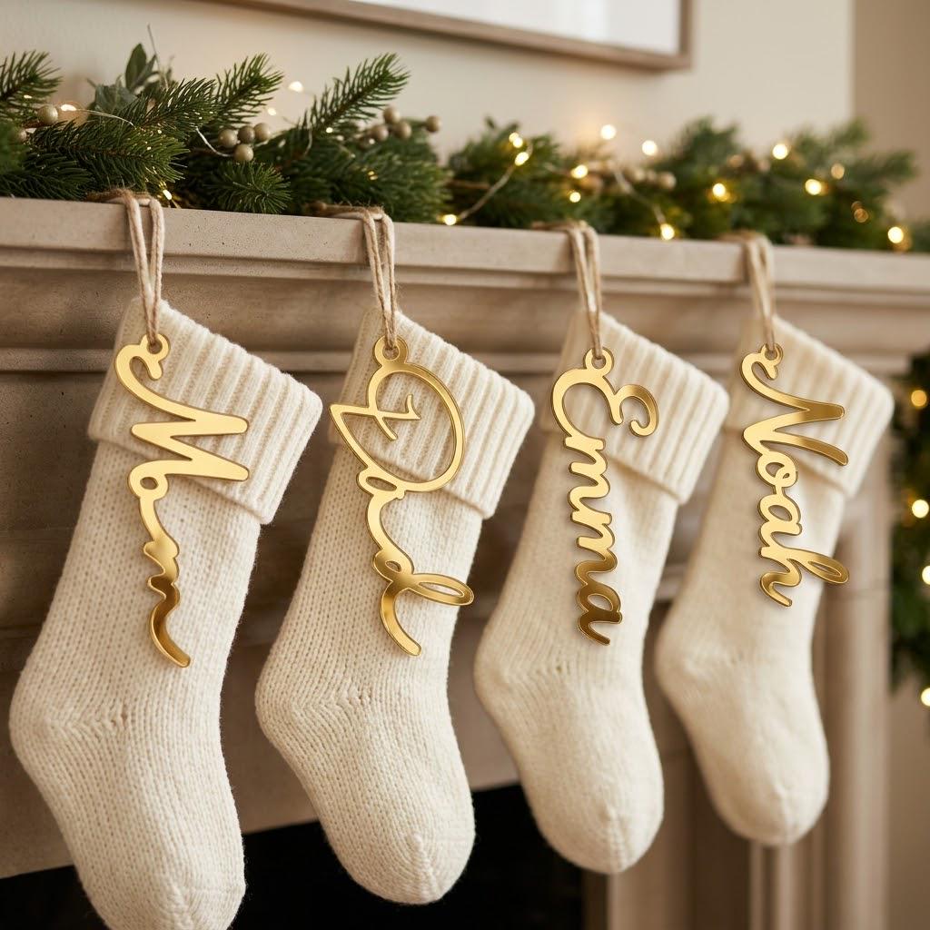 Personalized Script Stocking Name Tags