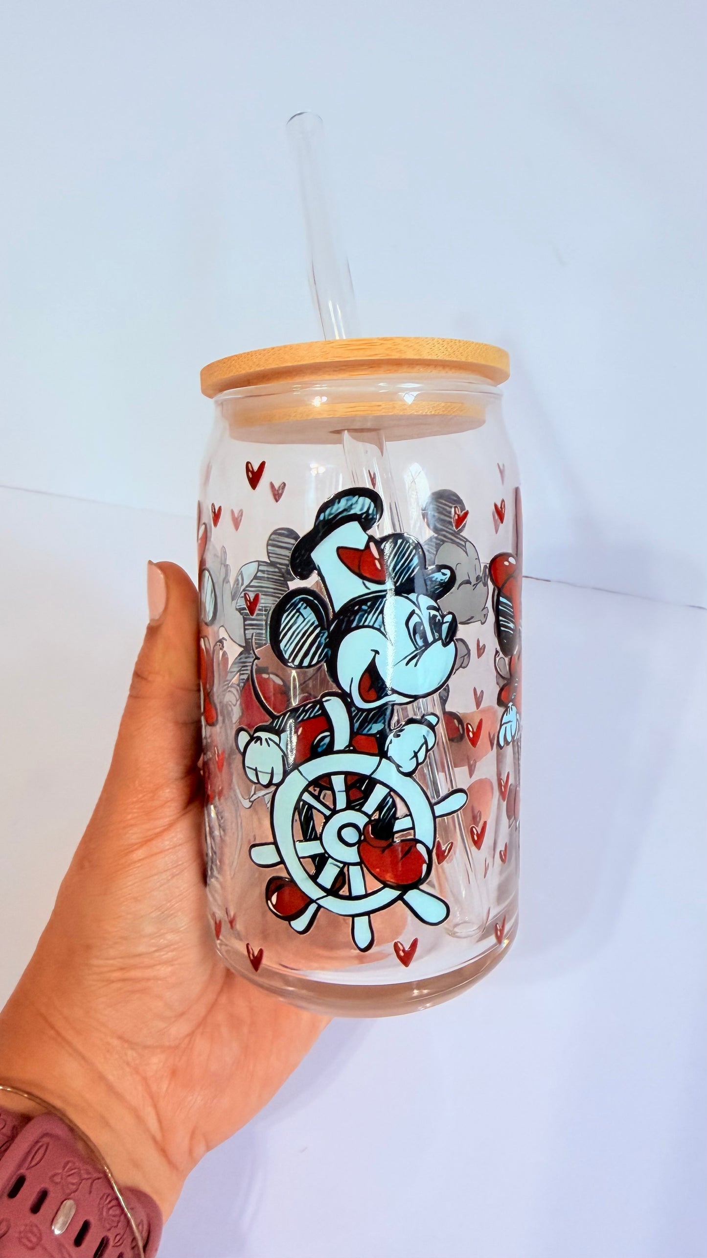 Personalized Valentine Glass Cup | Custom UV DTF Design