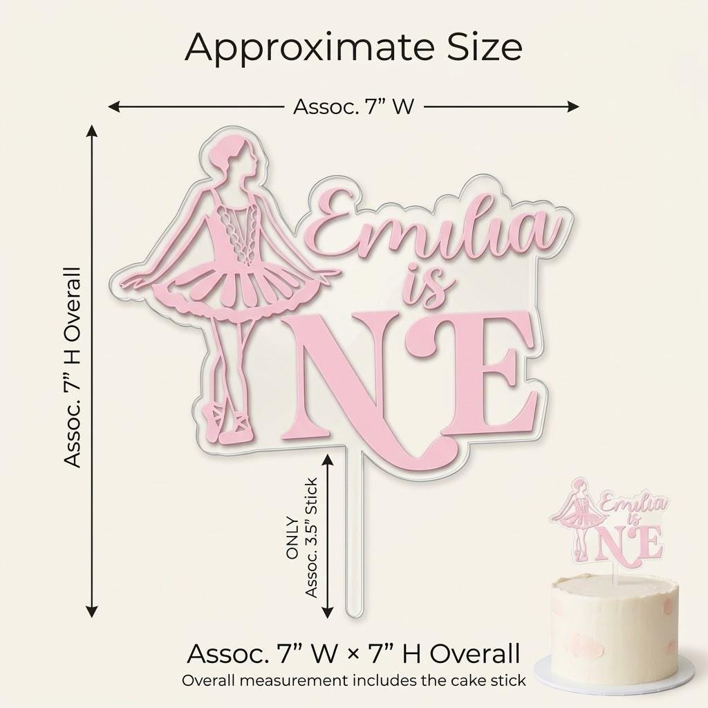 Ballerina First Birthday Cake Topper