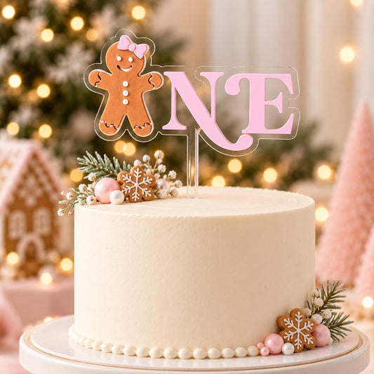 Gingerbread First Birthday Cake Topper