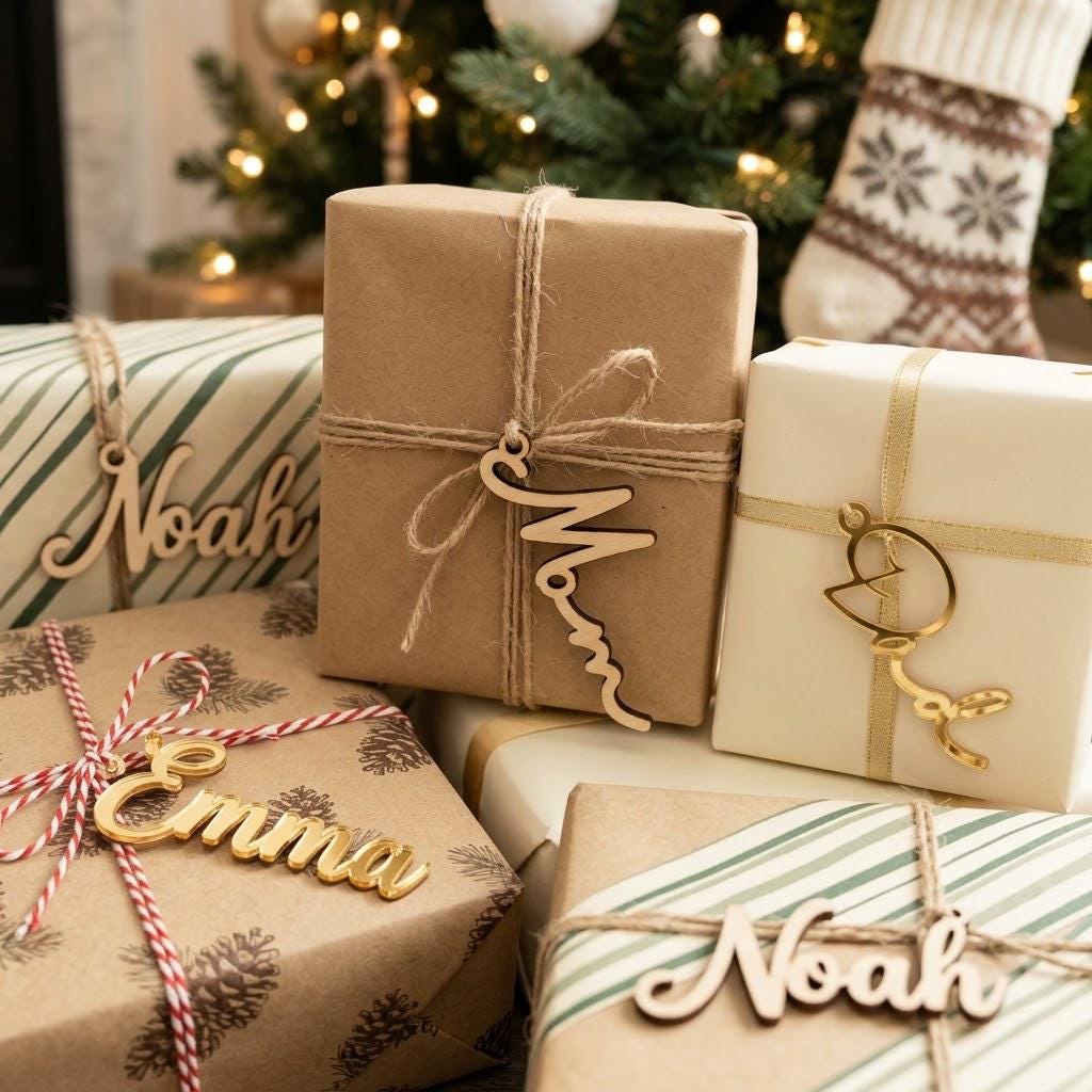 Personalized Script Stocking Name Tags