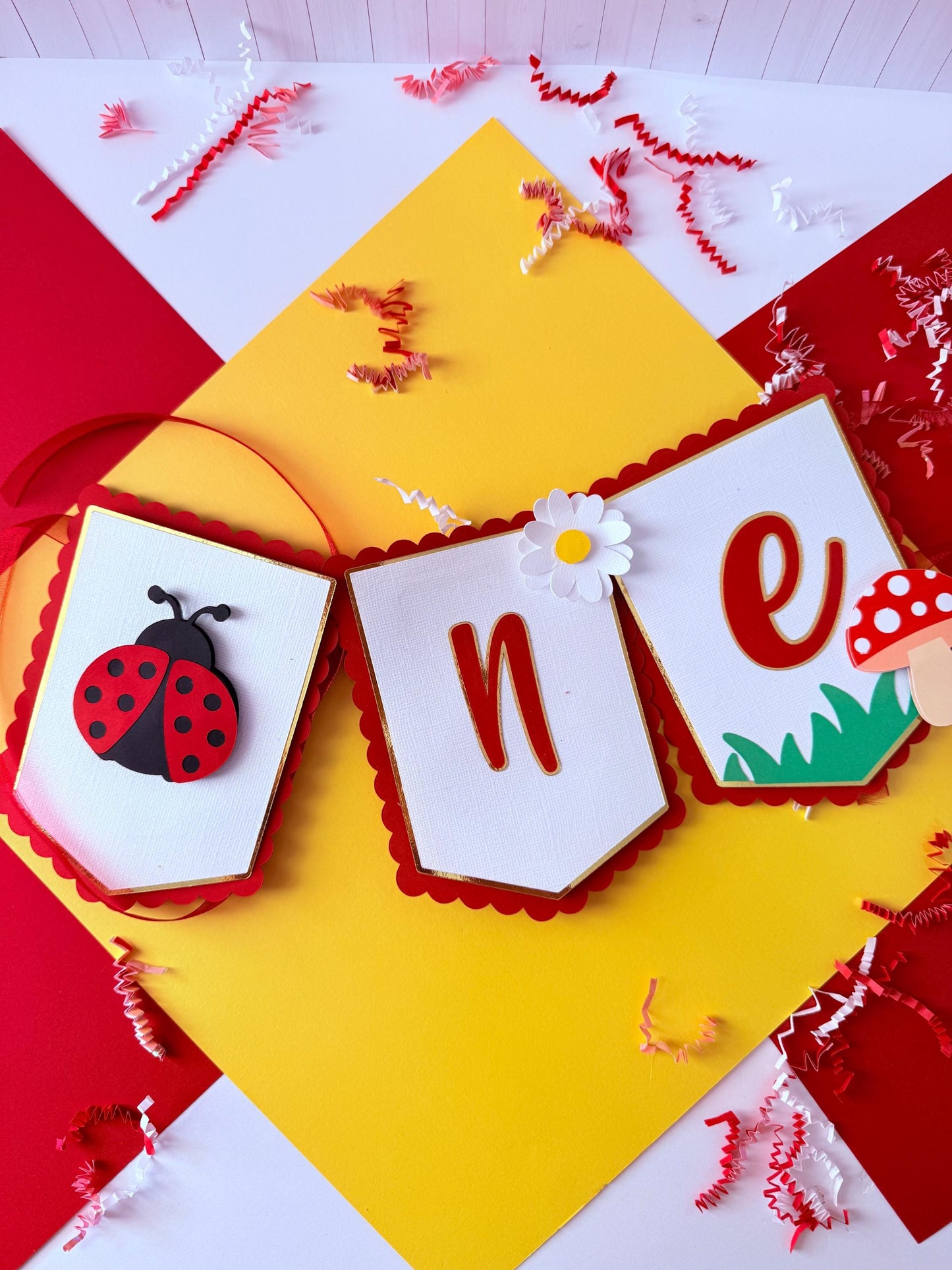 Ladybug High Chair Banner: First Birthday Party Decor