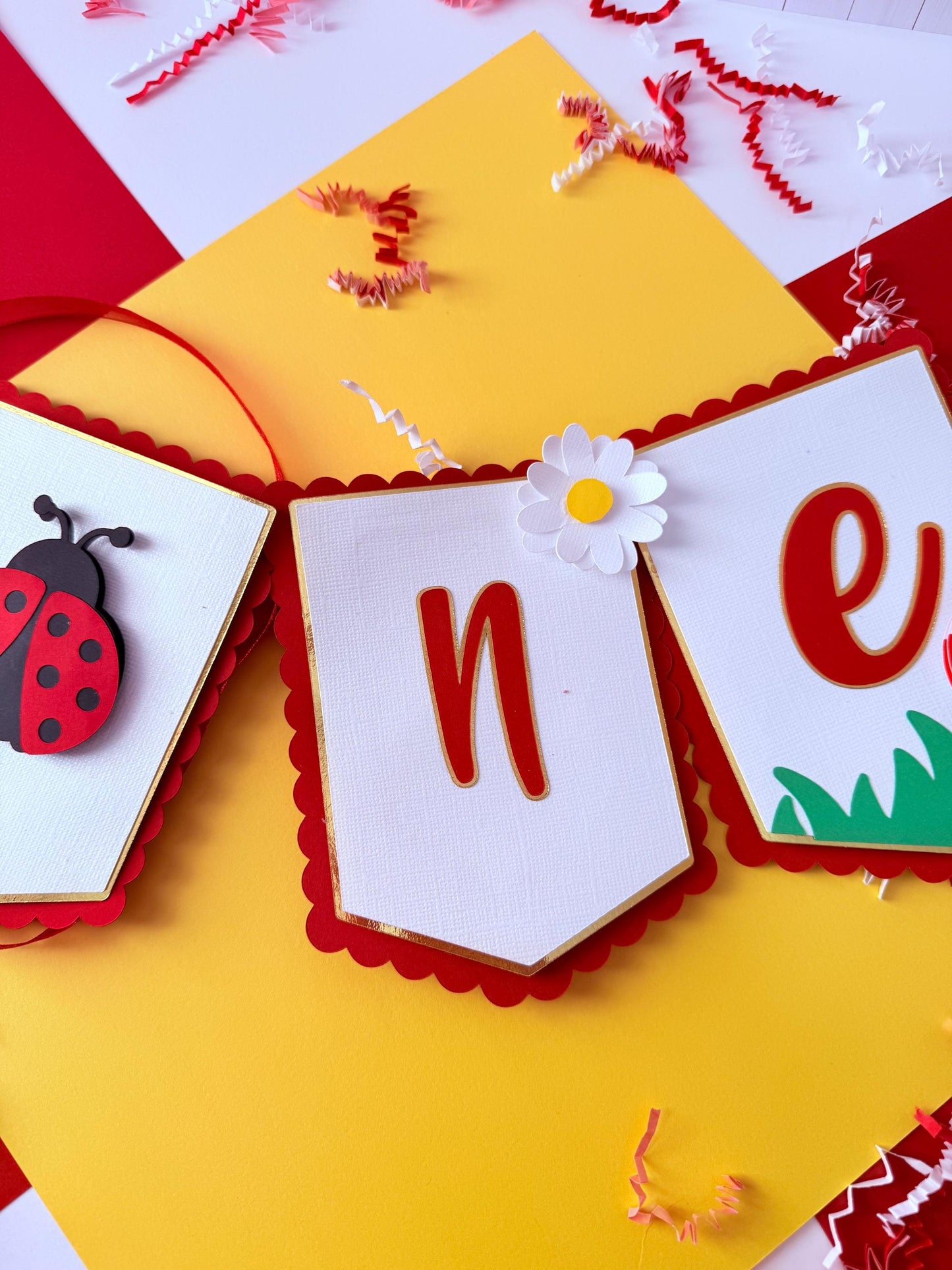 Ladybug High Chair Banner: First Birthday Party Decor
