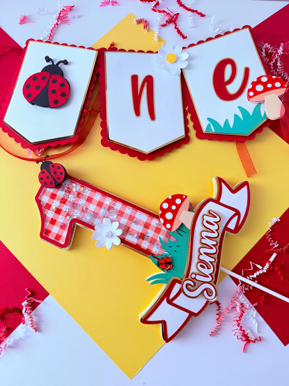 Ladybug High Chair Banner: First Birthday Party Decor