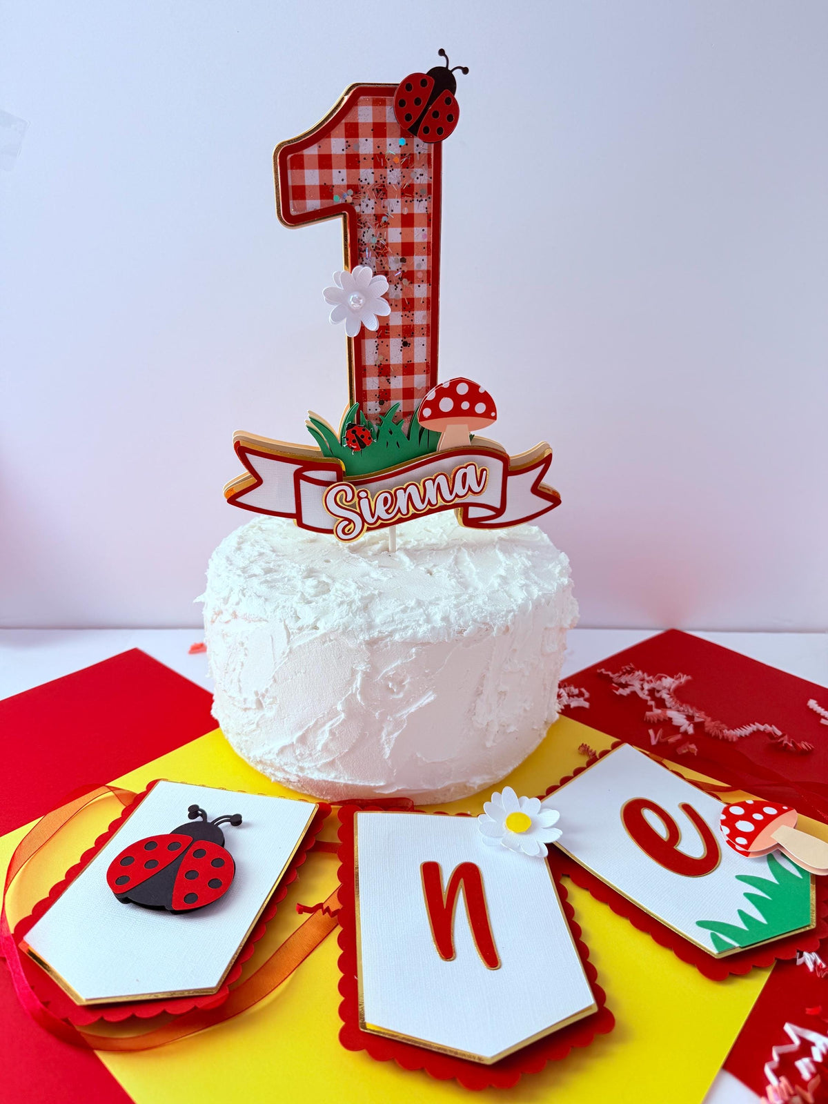 Ladybug High Chair Banner: First Birthday Party Decor
