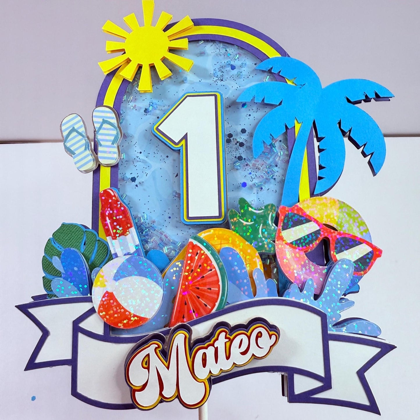 Pool Party Cake Topper: Ice Cream Splash, Summer First Birthday