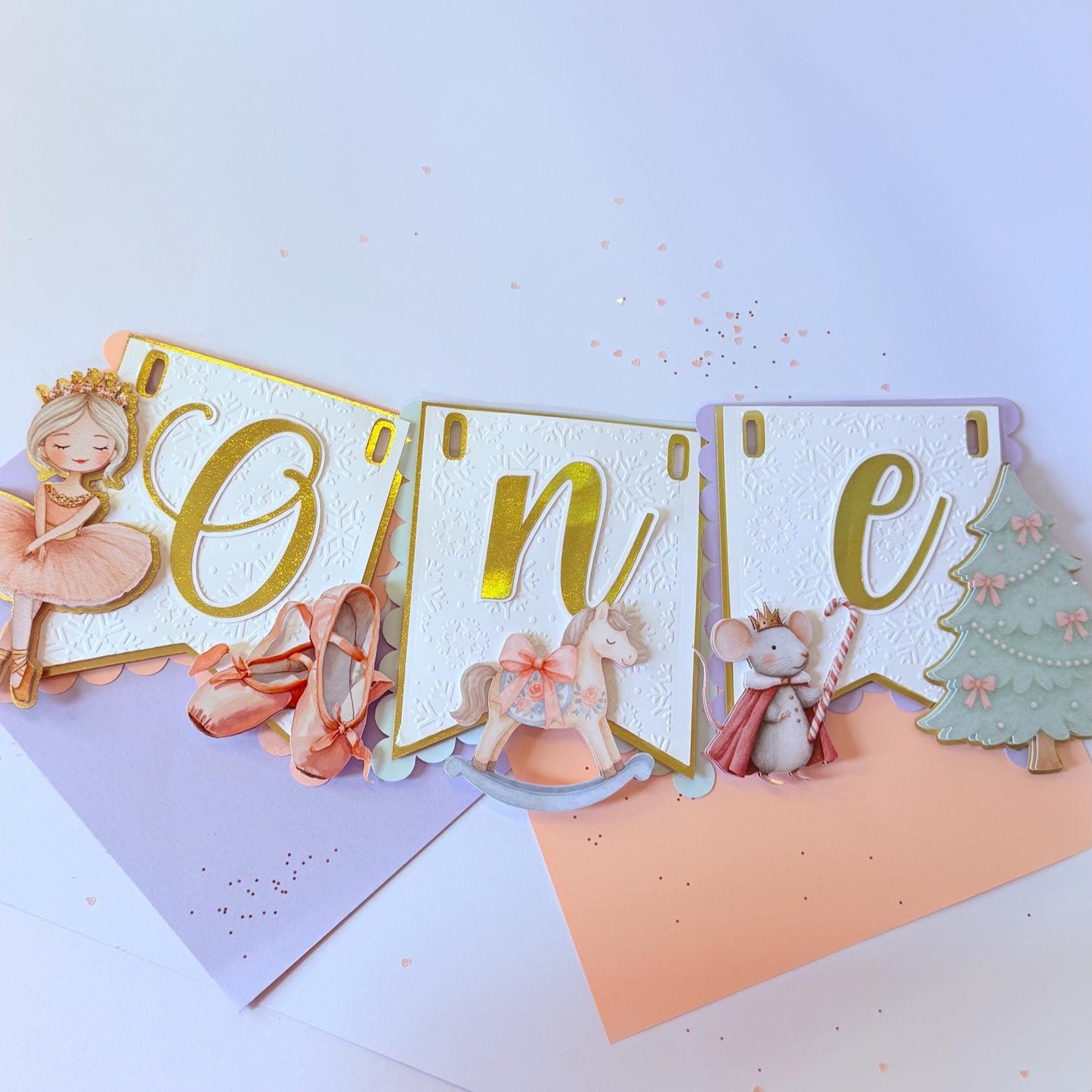 Winter Onederland Party, Ballerina Highchair Banner, Pink Christmas Theme.