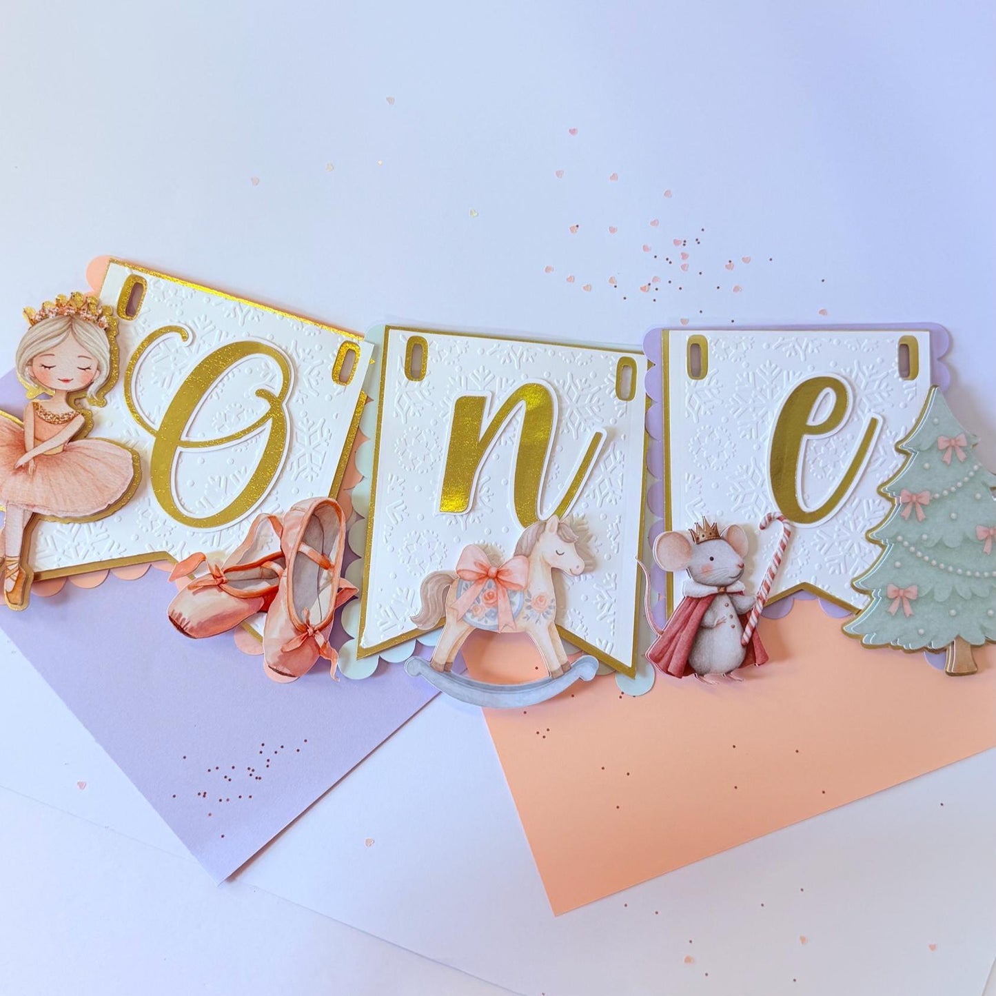 Winter Onederland Party, Ballerina Highchair Banner, Pink Christmas Theme.