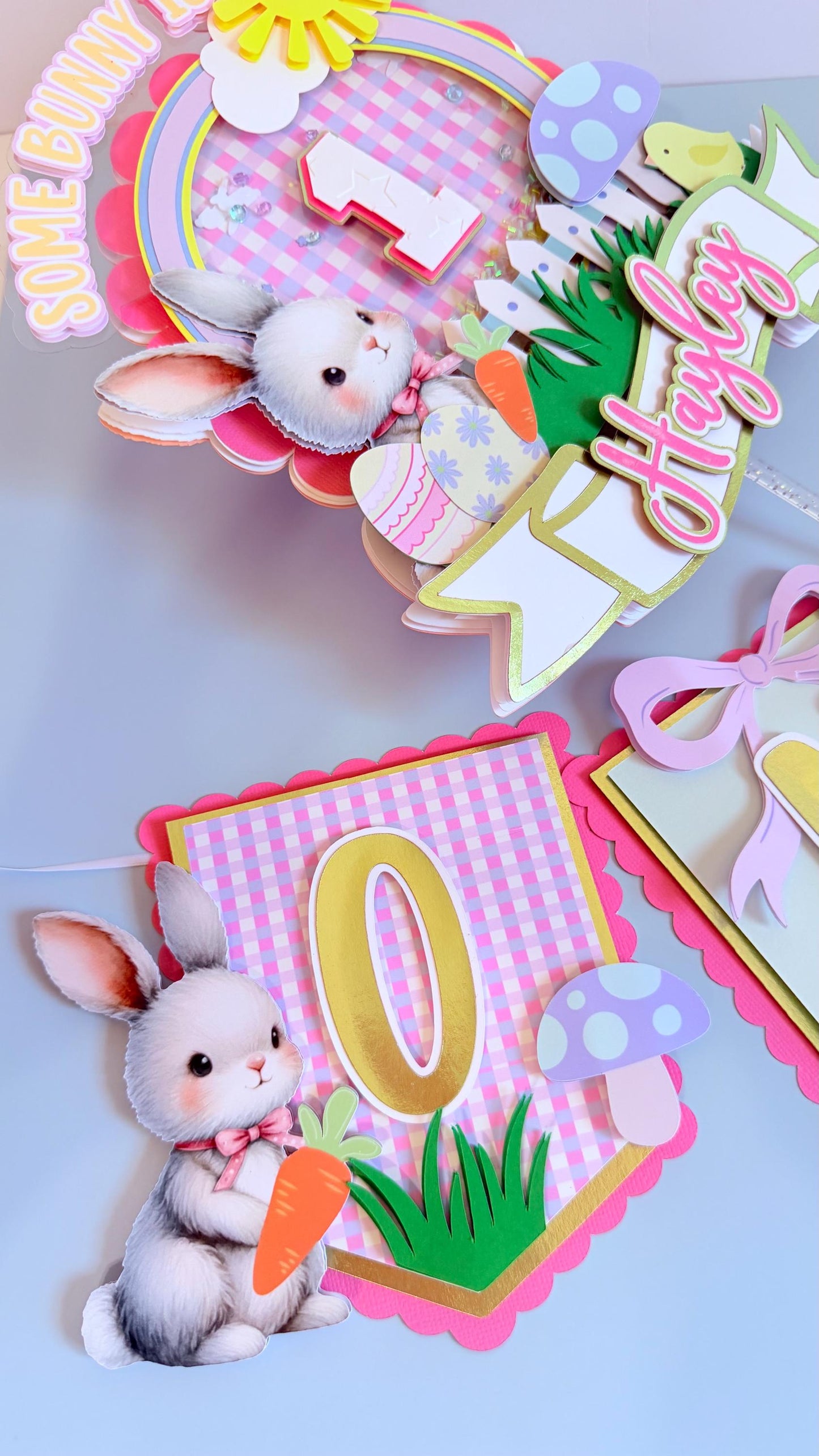 Some Bunny is One High Chair Birthday Banner, Easter First Birthday Theme, Bunny First Birthday Banner Party Decor.