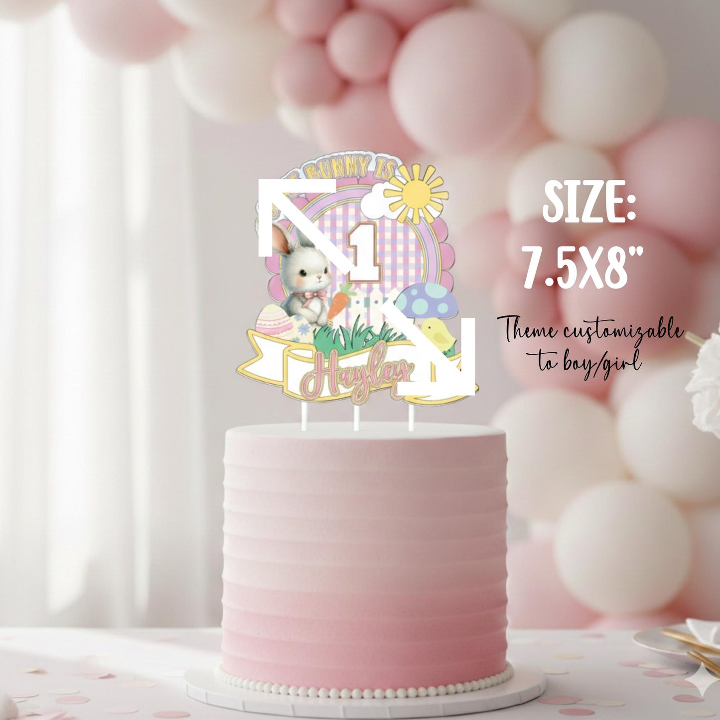 Some Bunny Is One Cake Topper, First Birthday Bunny Party Decor, Pink Rabbit Smash Cake Decoration, Bunny Birthday Party Theme.