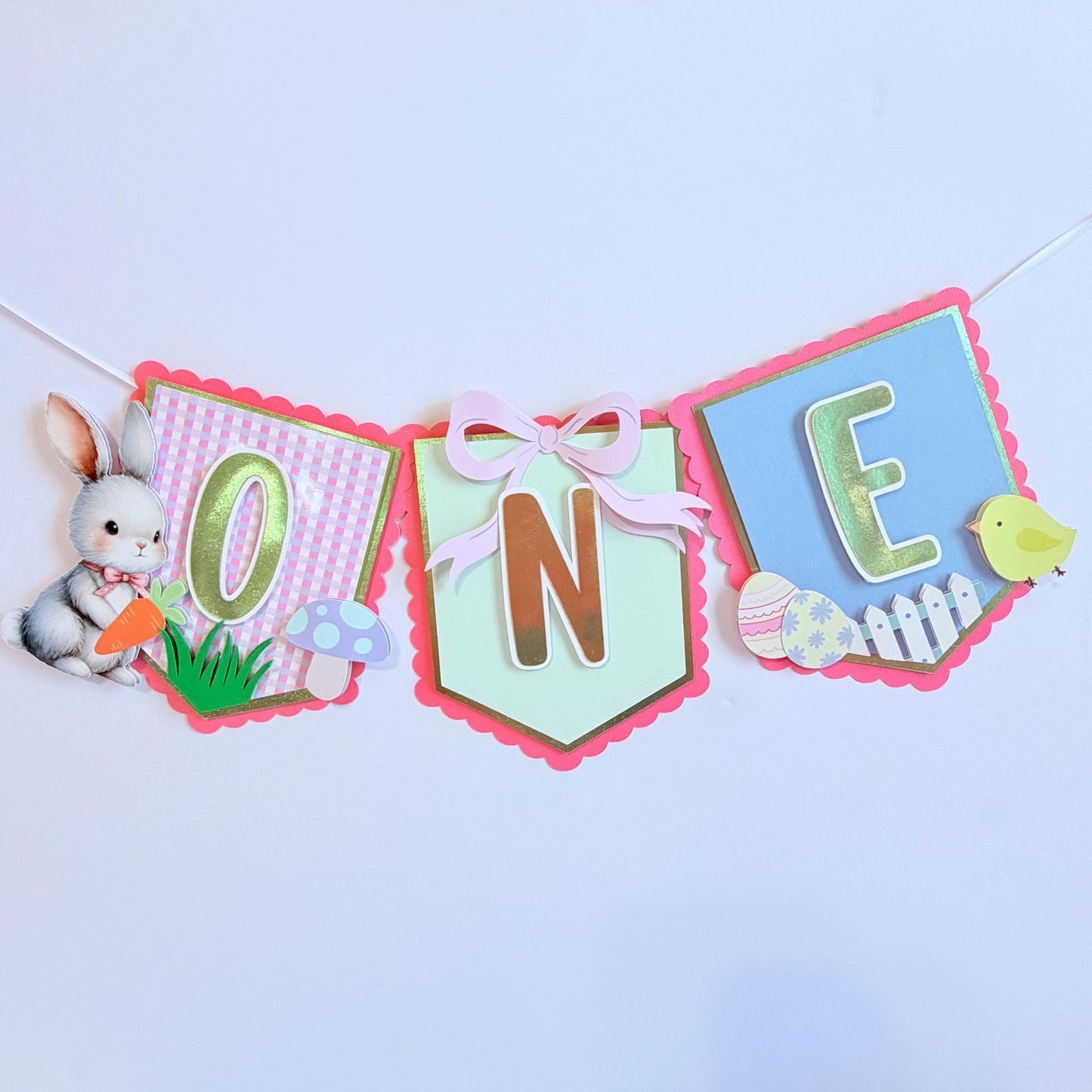 Some Bunny is One High Chair Birthday Banner, Easter First Birthday Theme, Bunny First Birthday Banner Party Decor.