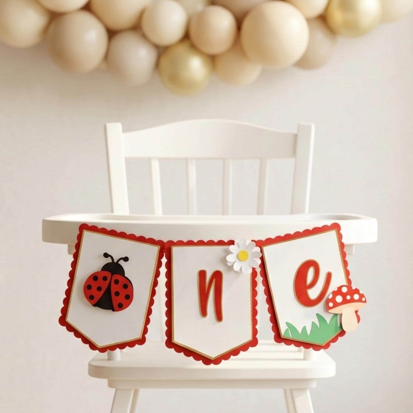 Ladybug High Chair Banner: First Birthday Party Decor