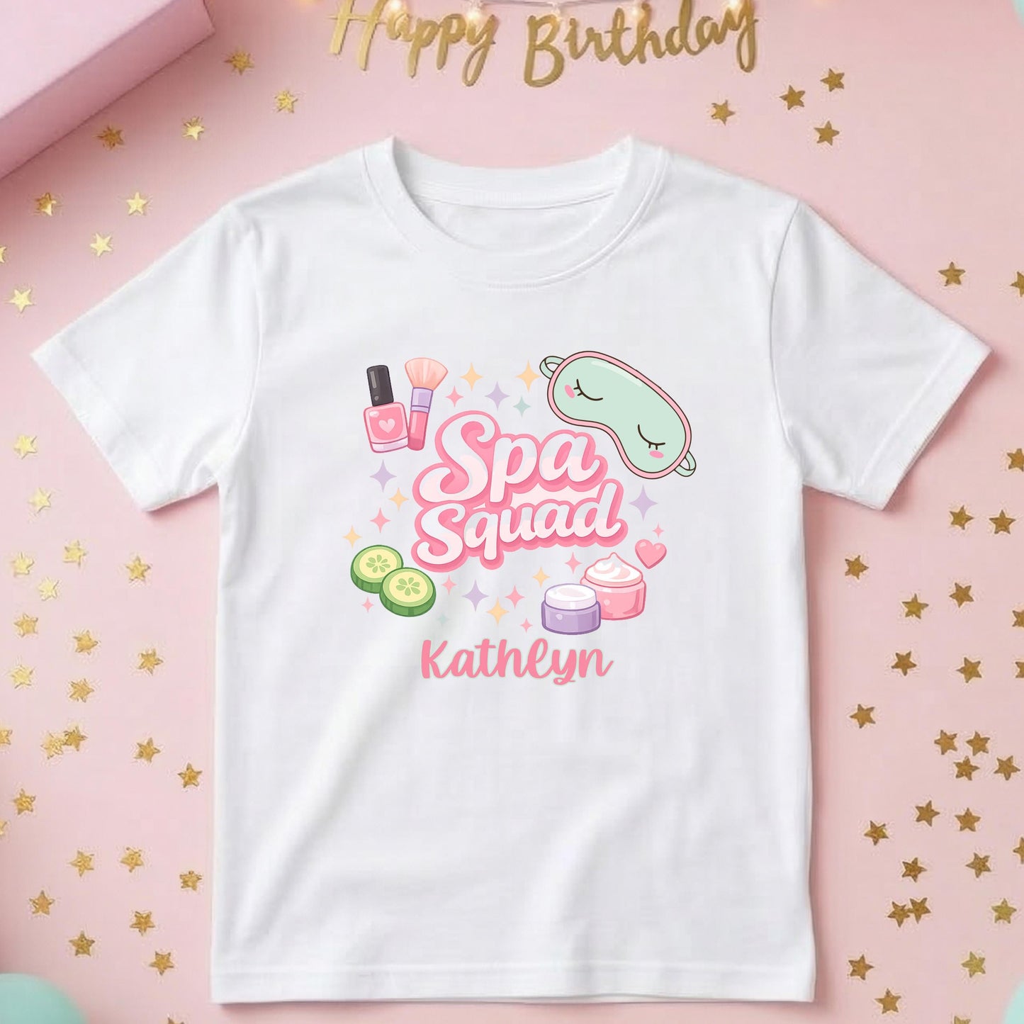 Spa Squad Birthday Shirt, Girls Spa Party Shirt, Personalized Spa Birthday Outfit, Pamper Party Shirt Kids, Spa-tacular Theme Birthday Tee
