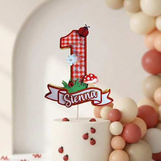 Ladybug First Birthday Cake Topper, Magical Bug Theme