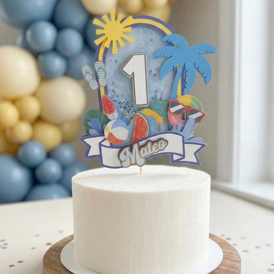 Pool Party Cake Topper: Ice Cream Splash, Summer First Birthday