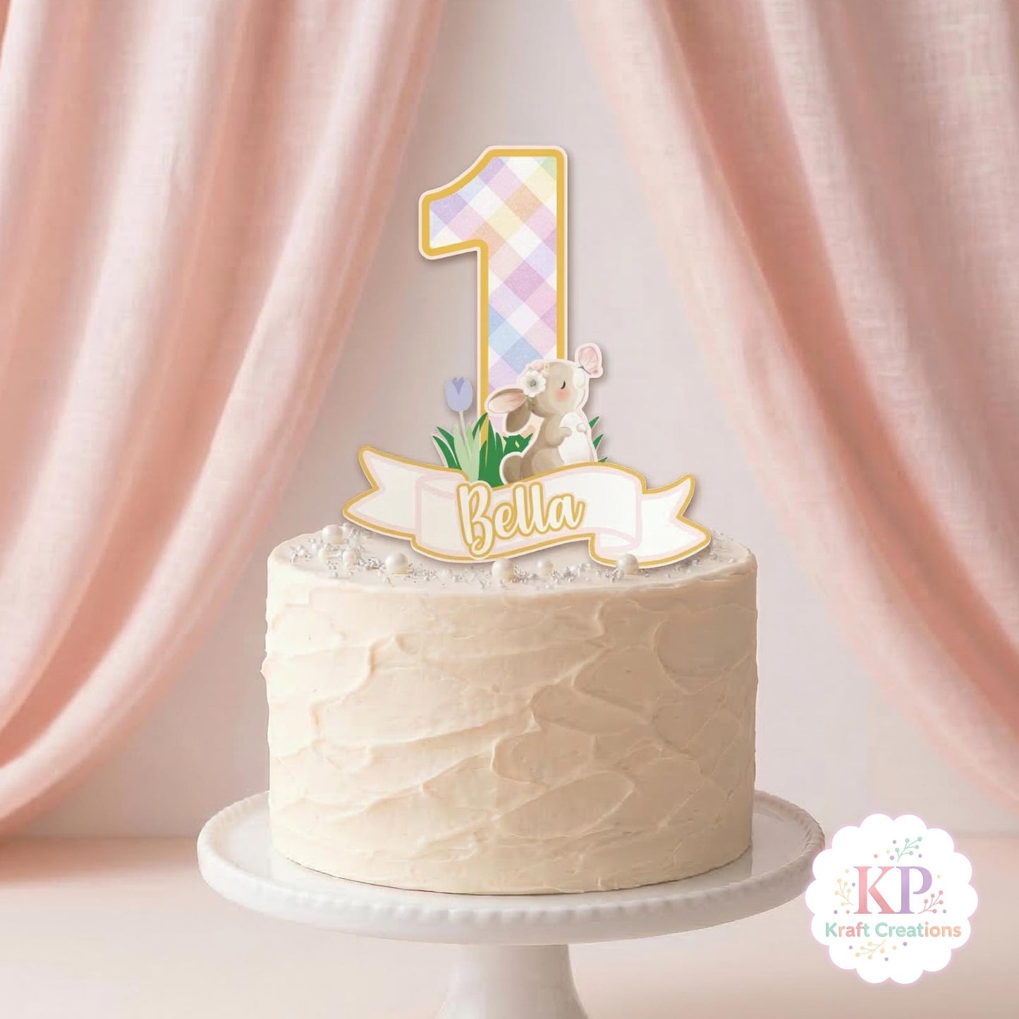 Personalized Bunny Cake Topper, Some Bunny is One Birthday Decor, Custom Name and Age Easter Cake Sign, 3D Layered Spring Party Supplies