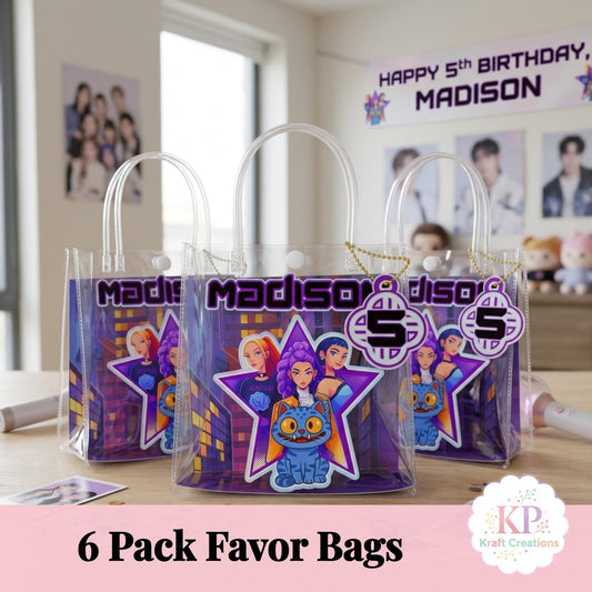 Personalized Favor Bags, Kpop Favors, Decorative Plastic Bags, Custom Goodie Bags Birthday Favor Bags, Girls Birthday Favors.