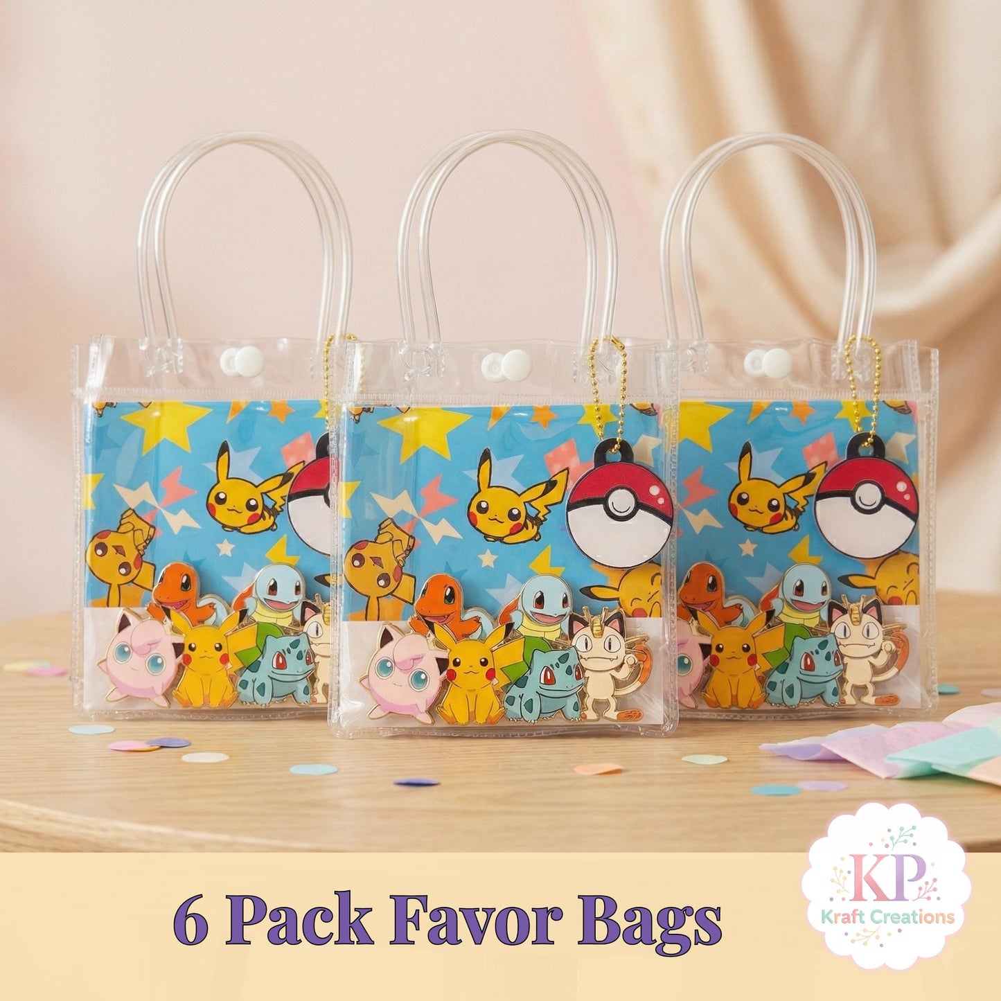 Personalized Favor Bags, Anime Trainer Theme Custom Favor Bags Birthday Poket Monster Birthday Decor.