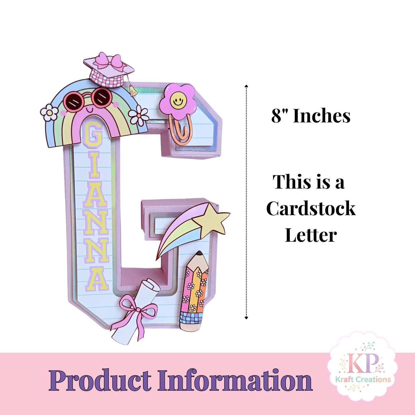 Pre K Graduation 3D Letter, Kindergarten Grad Decor, Preschool Graduation 3D Letter, Custom Kinder Grad Class 2026, Personalized Grad Decor.
