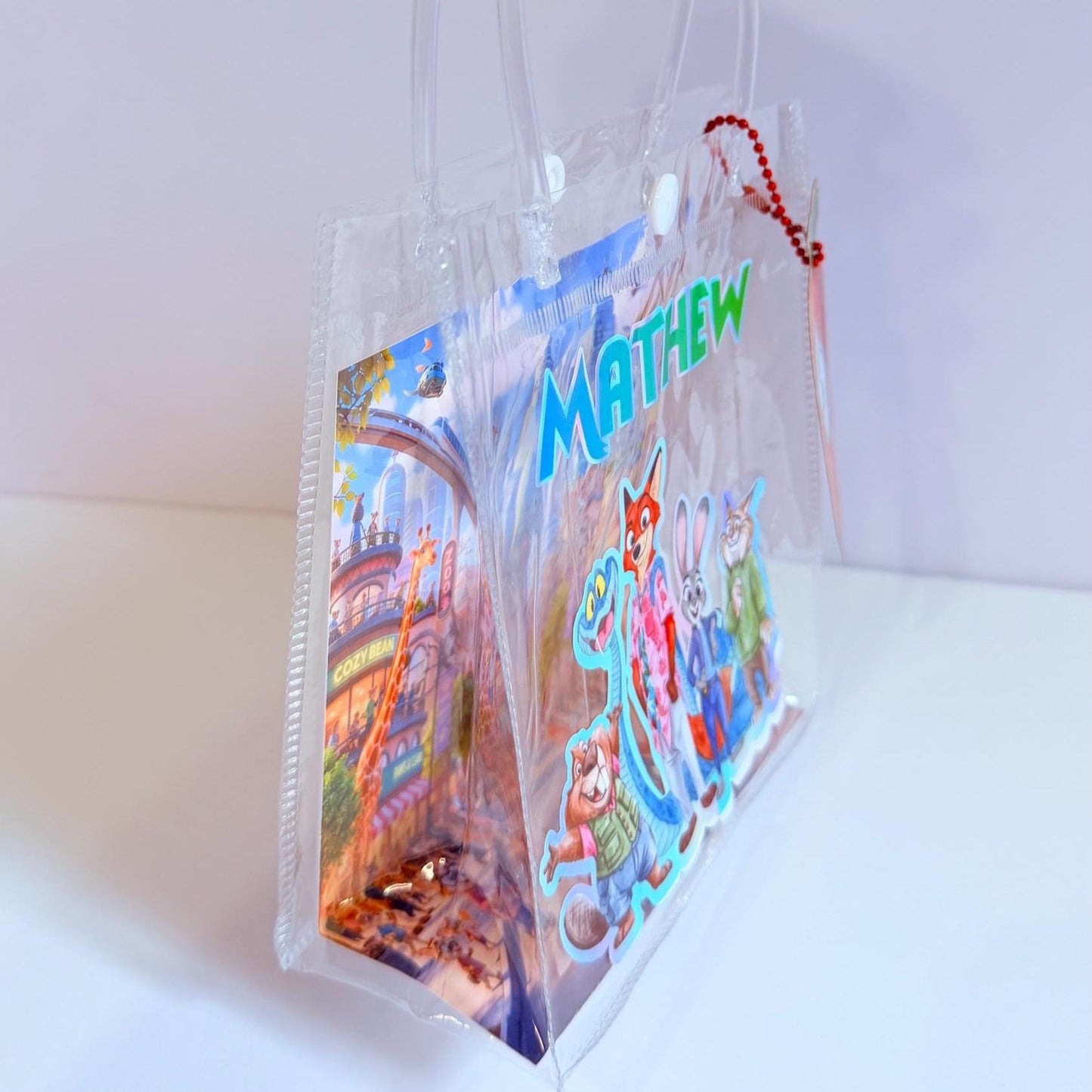 Zoo topia Favor Bags Personalized Clear Party Bags Kids Birthday Goodie Bags Custom Animal Theme Party, Personalized Name Treat Bag