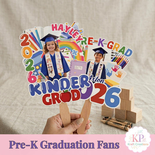 Personalized Preschool Graduation Fan, Kinder Grad Photo Fan 2026, Custom Kids Grad Fan, Photo Graduation Prop, Pre K Graduation Party Favor