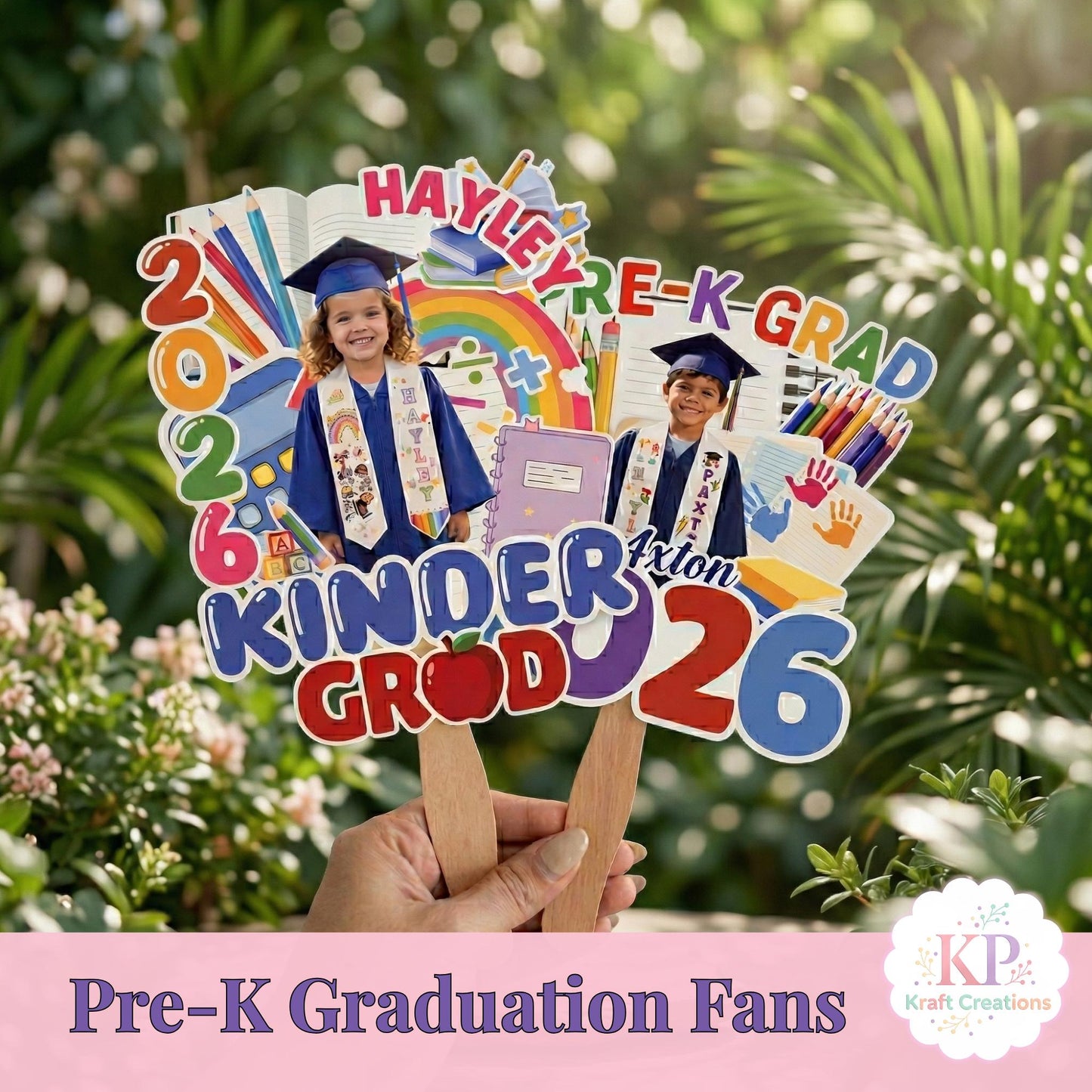 Personalized Preschool Graduation Fan, Kinder Grad Photo Fan 2026, Custom Kids Grad Fan, Photo Graduation Prop, Pre K Graduation Party Favor