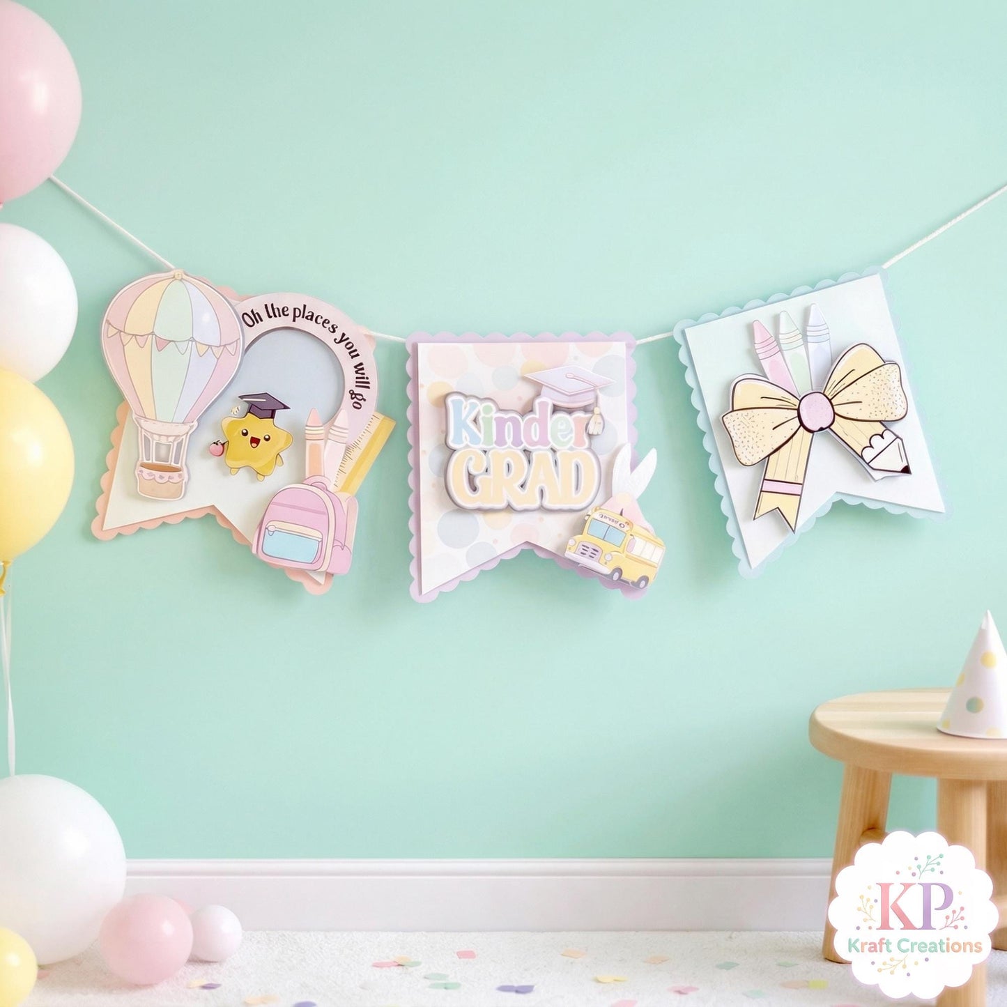 Kindergarten Graduation Banner, Preschool Grad Banner, Kinder Grad Party Decor, Custom Name Banner, Pre K Class 2026 Graduation Party Decor