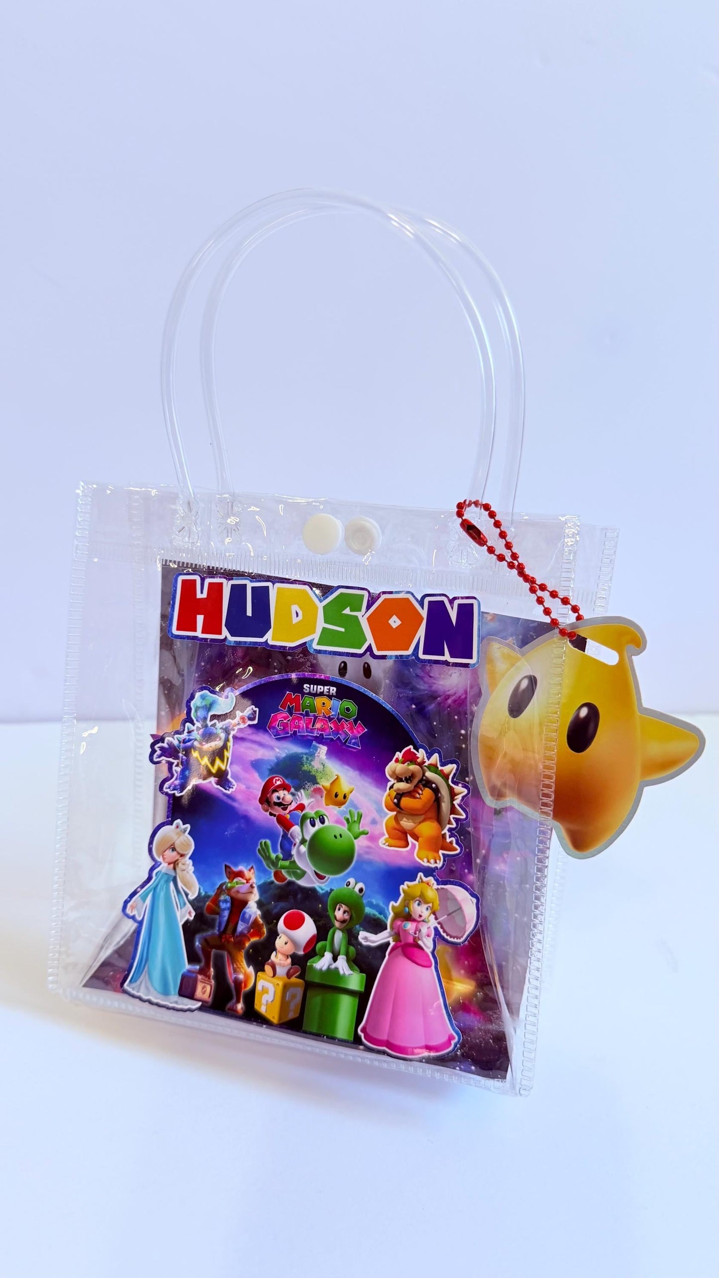 Mario Birthday Party Favor Bags, Super Bros Galaxy Inspired Favor Bags, Kids Birthday Party Goodie Bags, Video Game Custom Name Treat Bags