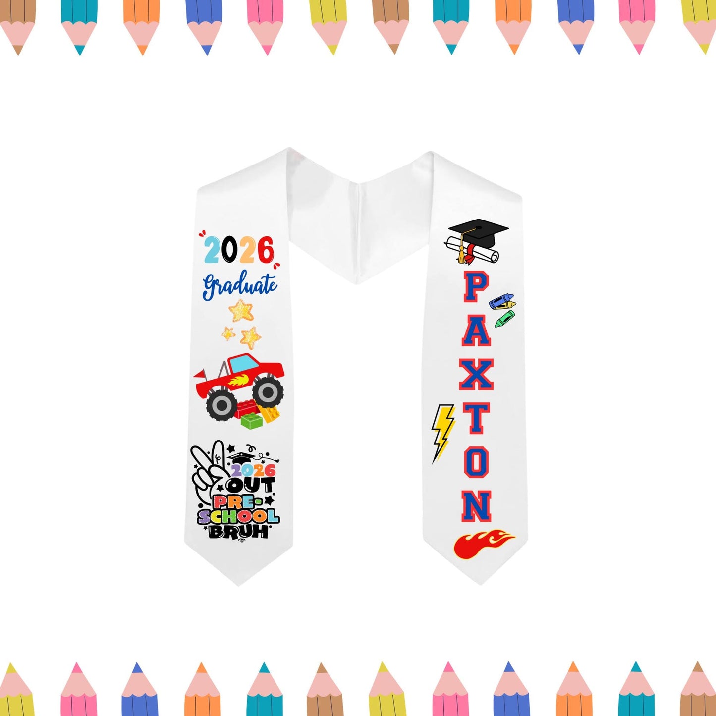 Personalized Graduation Stole 2026, Kids Graduation Sash, Custom Name Pre-K Graduation Outfit, Kindergarten Grad Stole, Graduation Gift