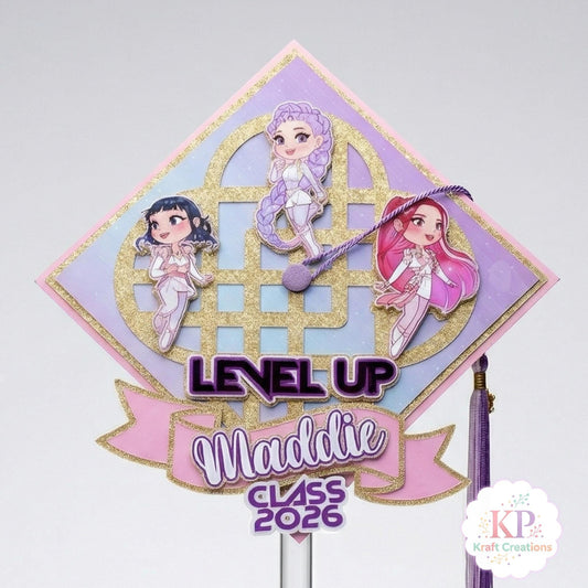 Custom Name K-pop Graduation Cap Topper, Custom Grad Cap Personalized with Name, Preschool Graduation Gift, Preschool Kinder Grad Cap 2026.