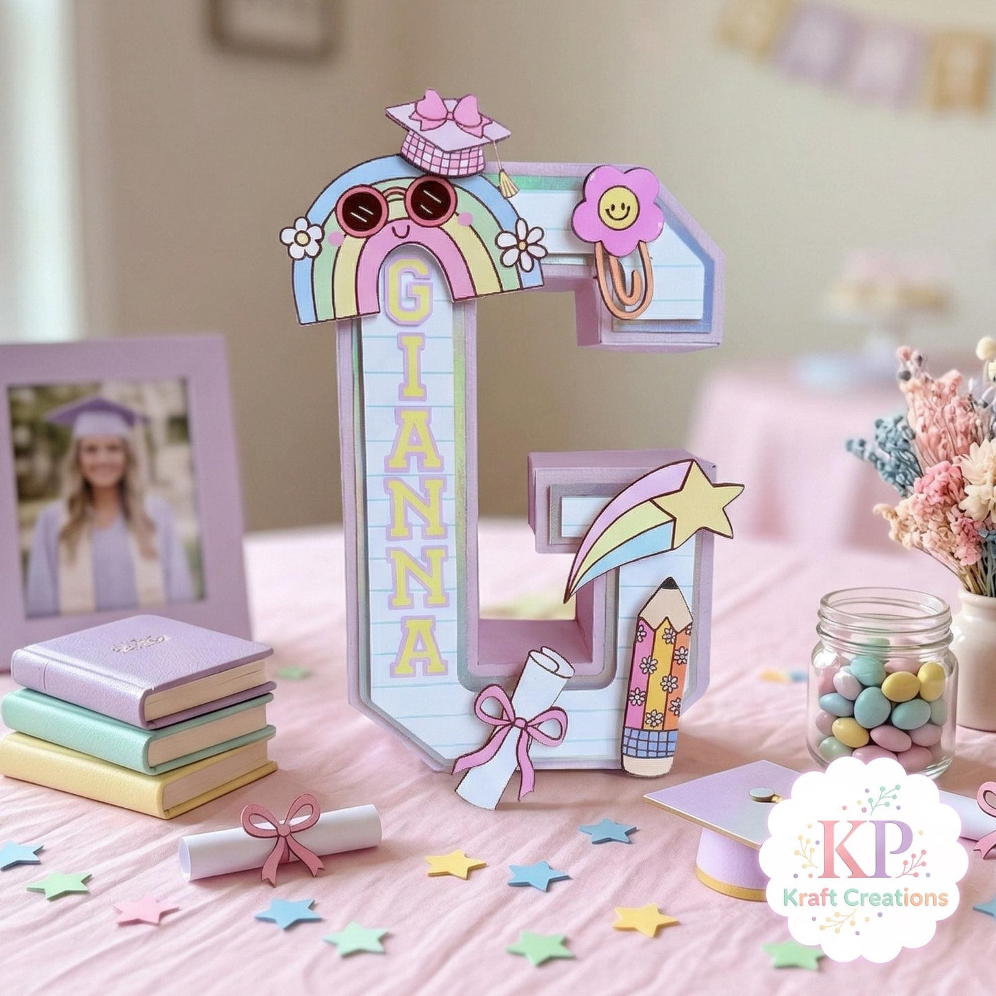 Pre K Graduation 3D Letter, Kindergarten Grad Decor, Preschool Graduation 3D Letter, Custom Kinder Grad Class 2026, Personalized Grad Decor.