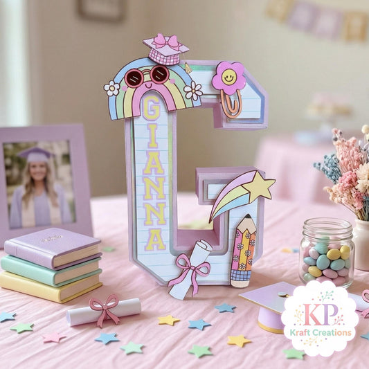 Pre K Graduation 3D Letter, Kindergarten Grad Decor, Preschool Graduation 3D Letter, Custom Kinder Grad Class 2026, Personalized Grad Decor.