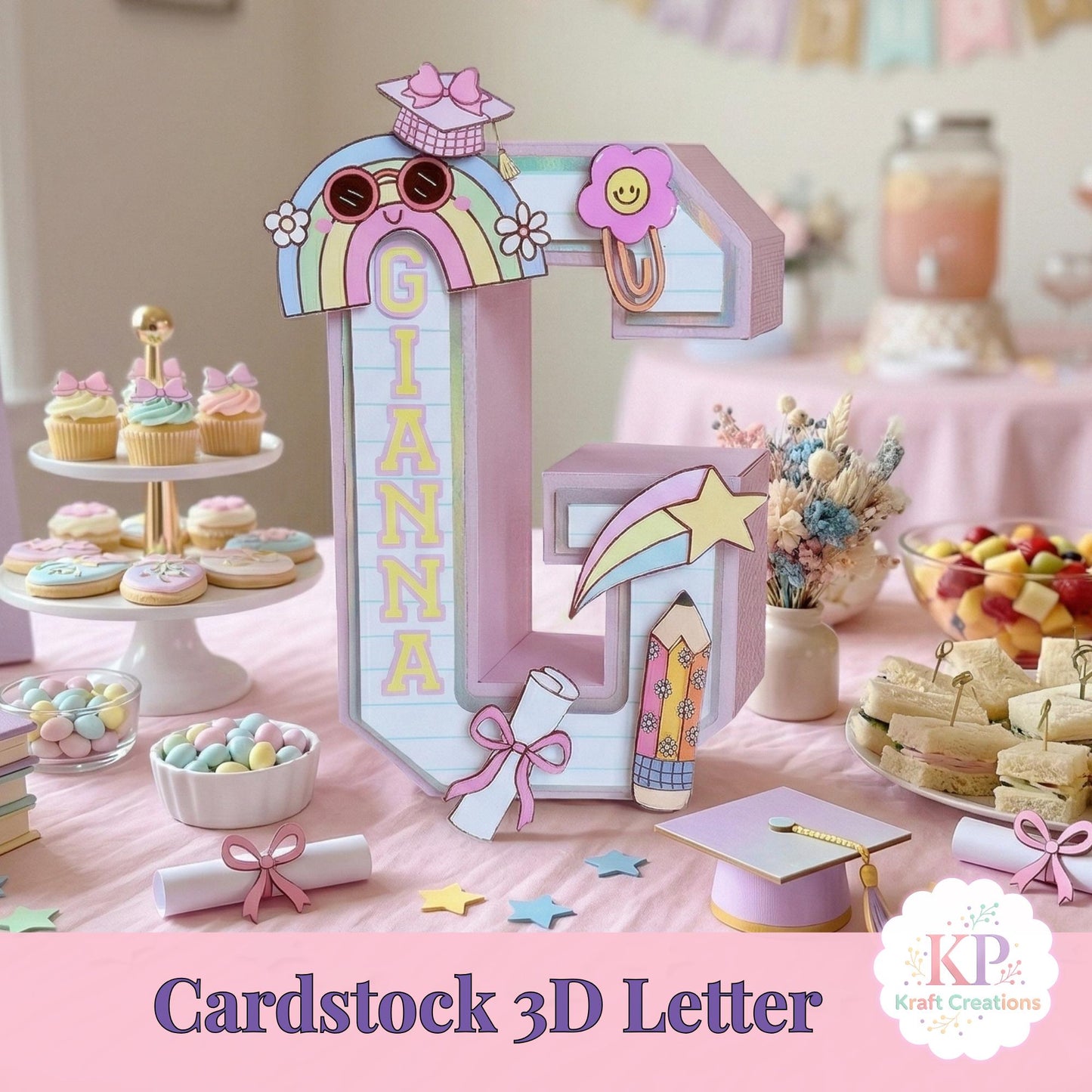 Pre K Graduation 3D Letter, Kindergarten Grad Decor, Preschool Graduation 3D Letter, Custom Kinder Grad Class 2026, Personalized Grad Decor.