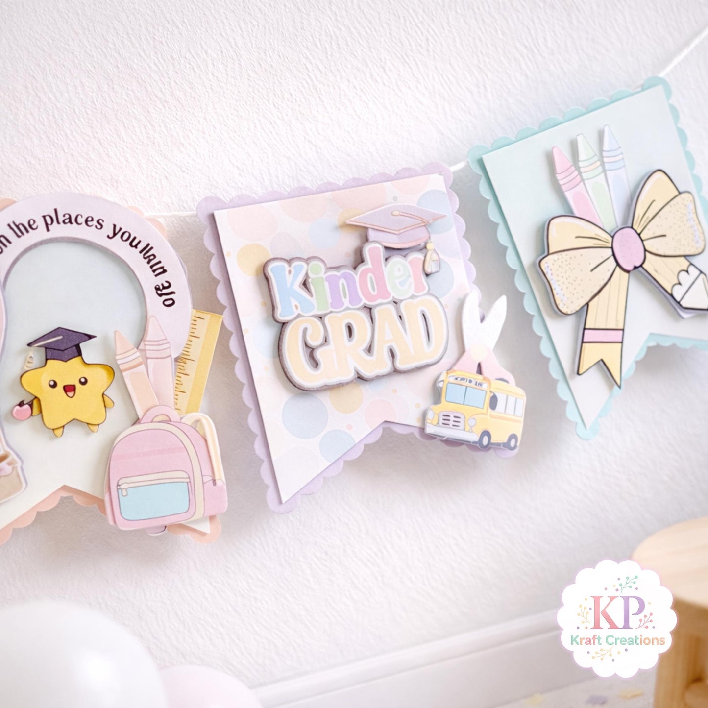 Kindergarten Graduation Banner, Preschool Grad Banner, Kinder Grad Party Decor, Custom Name Banner, Pre K Class 2026 Graduation Party Decor
