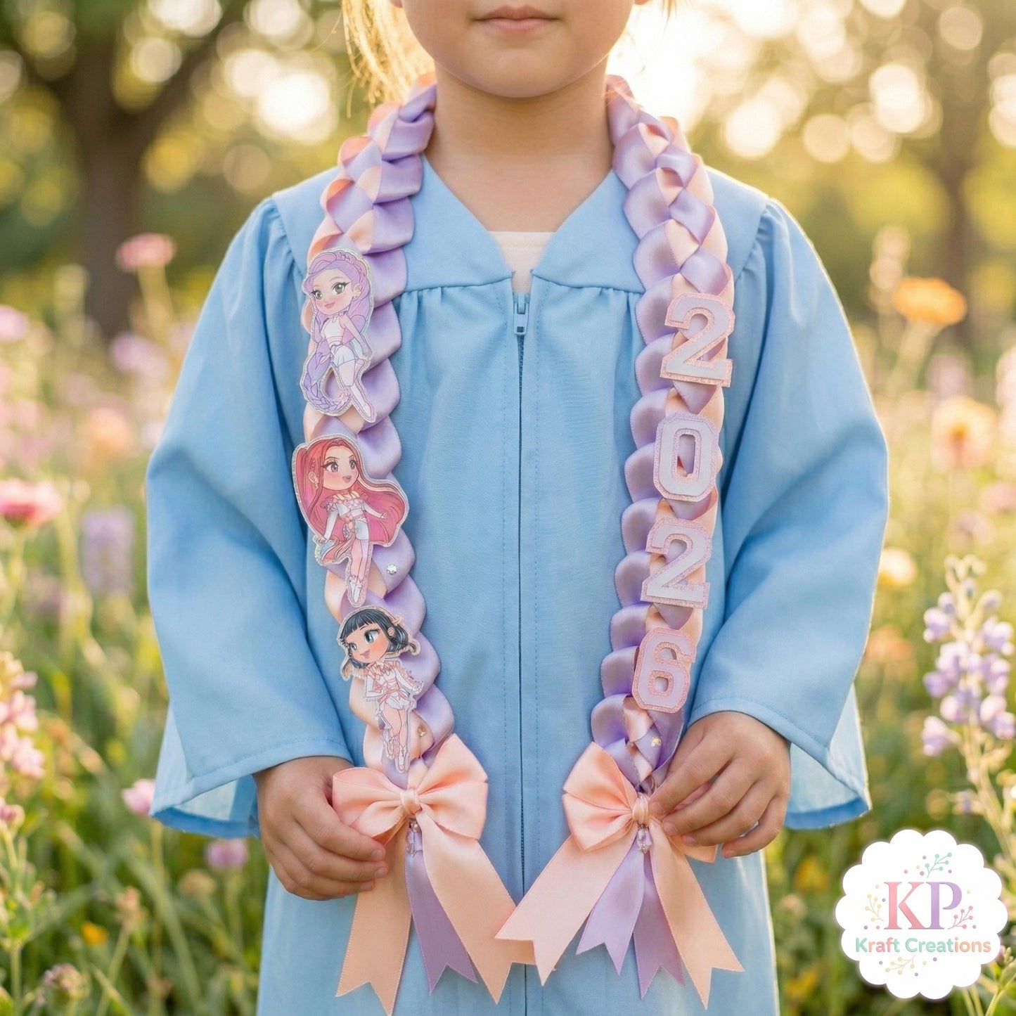 Preschool Graduation Lei 2026, Kinder Grad Ribbon Lei, Kpop Inspired Graduation Lei, Custom Graduation Lei Kids, Satin Ribbon Lei