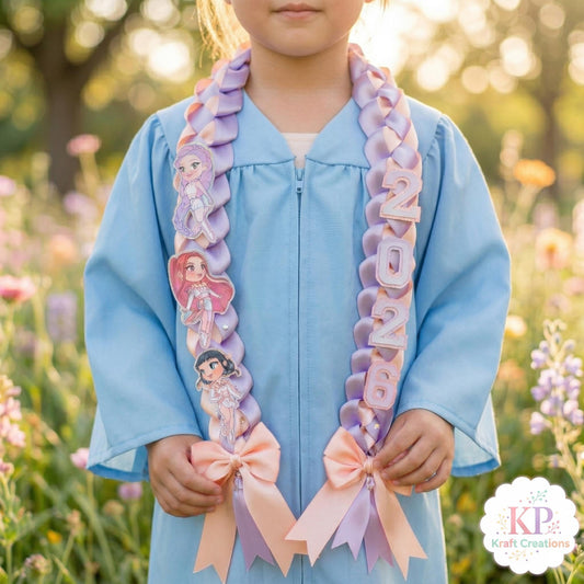 Preschool Graduation Lei 2026, Kinder Grad Ribbon Lei, Kpop Inspired Graduation Lei, Custom Graduation Lei Kids, Satin Ribbon Lei