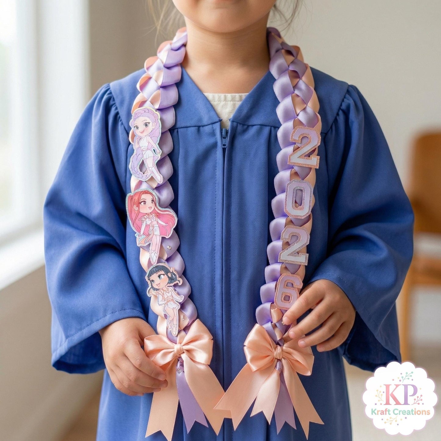 Preschool Graduation Lei 2026, Kinder Grad Ribbon Lei, Kpop Inspired Graduation Lei, Custom Graduation Lei Kids, Satin Ribbon Lei
