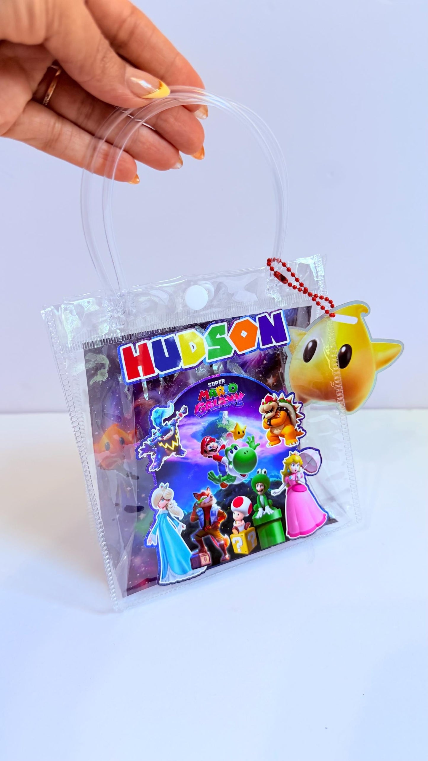 Mario Birthday Party Favor Bags, Super Bros Galaxy Inspired Favor Bags, Kids Birthday Party Goodie Bags, Video Game Custom Name Treat Bags