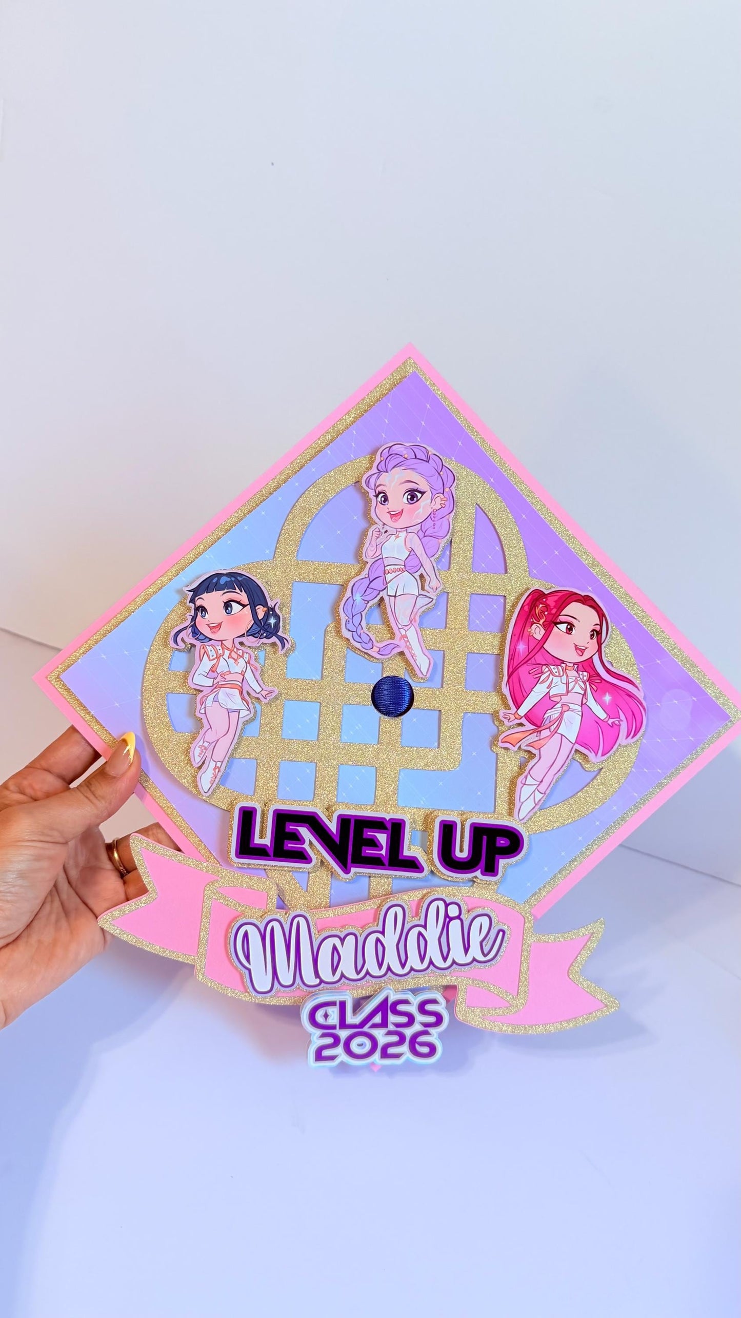 Custom Name K-pop Graduation Cap Topper, Custom Grad Cap Personalized with Name, Preschool Graduation Gift, Preschool Kinder Grad Cap 2026.