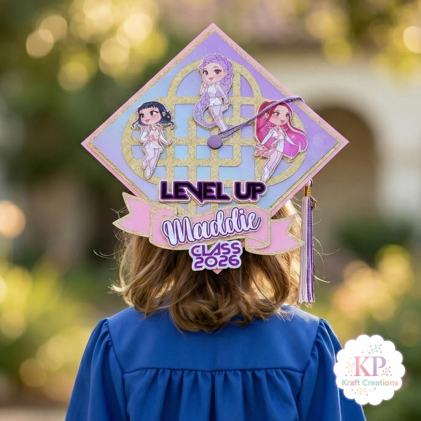 Custom Name K-pop Graduation Cap Topper, Custom Grad Cap Personalized with Name, Preschool Graduation Gift, Preschool Kinder Grad Cap 2026.
