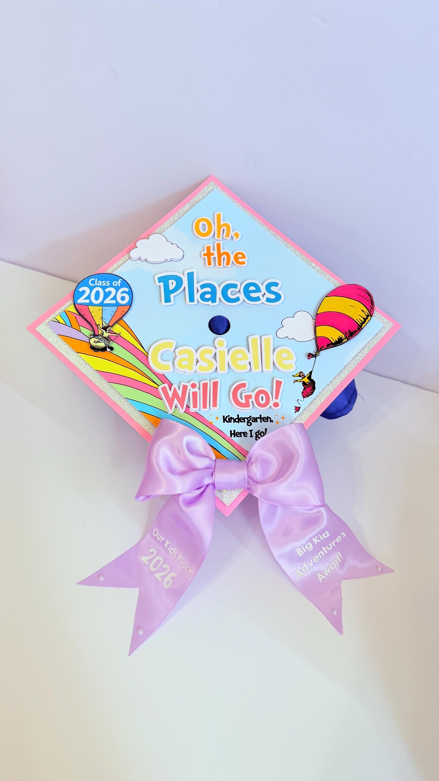 Oh The Places You’ll Go Graduation Cap Topper, Kindergarten Graduation Cap, Preschool Grad Cap, Class of 2026 Cap, Personalized Grad Cap