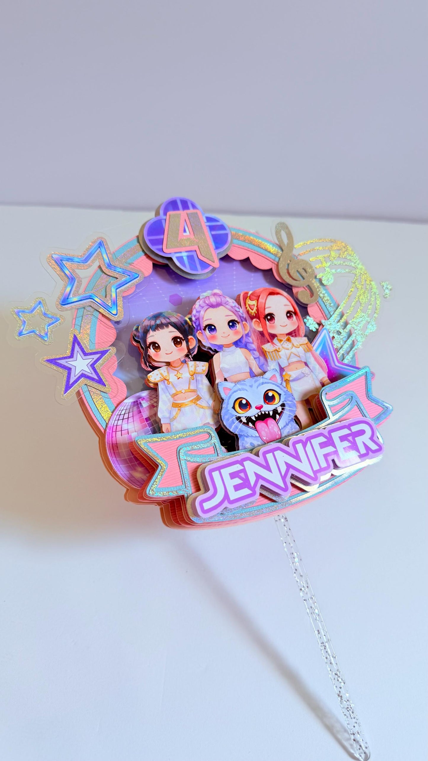 Kpop Cake Topper, Kpop Birthday Party Decor, 3D Layered Cake Topper, Girl Pop Star Theme, Cake Decoration, Personalized Kpop Theme.