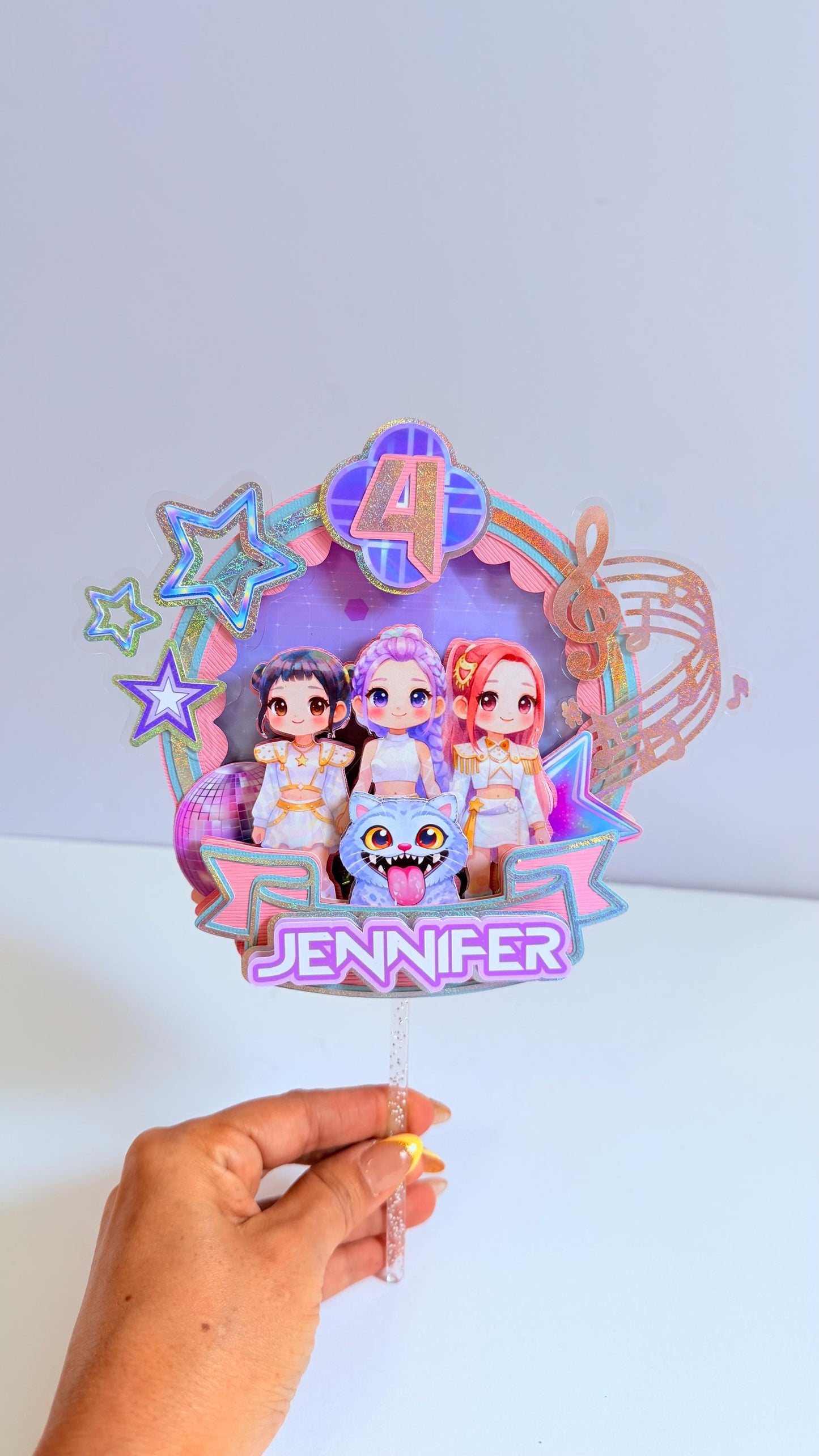 Kpop Cake Topper, Kpop Birthday Party Decor, 3D Layered Cake Topper, Girl Pop Star Theme, Cake Decoration, Personalized Kpop Theme.